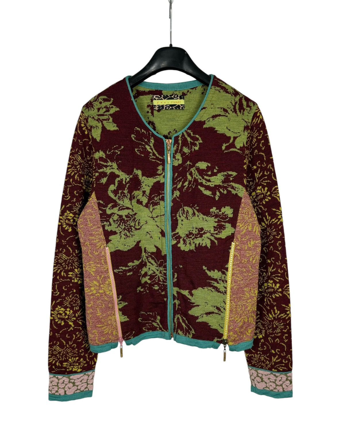 Designer Eva Claudi Embroidered Zip Sweater Floral Printed size L Size L / US 10 / IT 46 - 11 Thumbnail