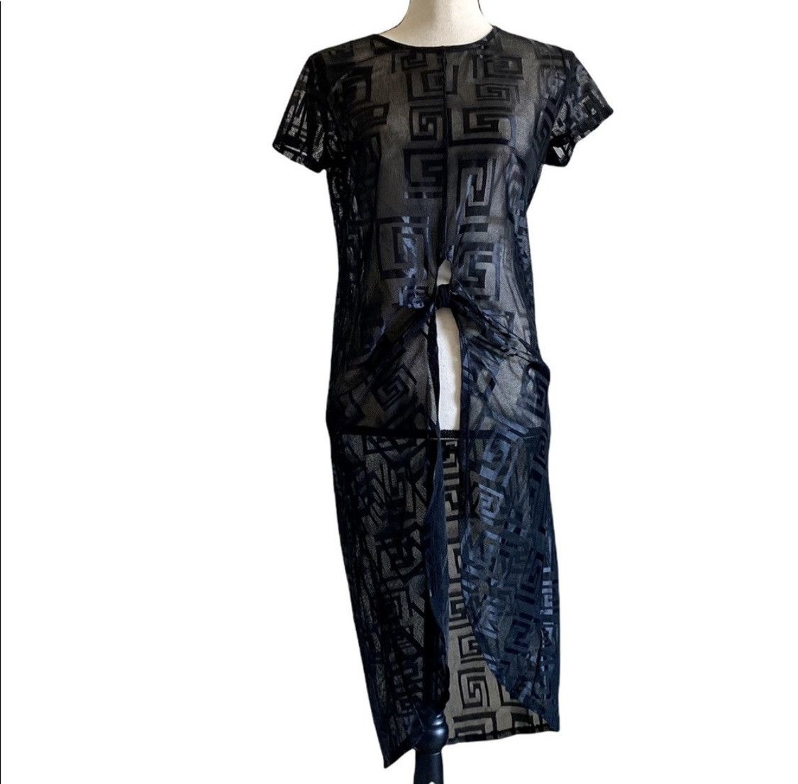 Other BLACK SHEER EMBROIDERED SHORT SLEEVE KNOTTED DUSTER TOP SZ M Size M / US 6-8 / IT 42-44 - 11 Thumbnail
