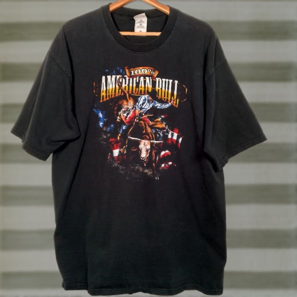 Fruit Of The Loom American Bull Rider Shirt Men XL Black Short Sleeve Rodeo Cowboy Western Size US XL / EU 56 / 4 - 1 Thumbnail