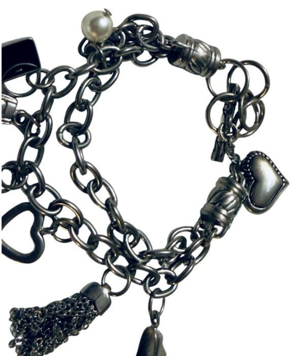 Geneva VTG Geneva Charm Bracelet Watch Silver Japan Quartz Working Size ONE SIZE - 5 Thumbnail