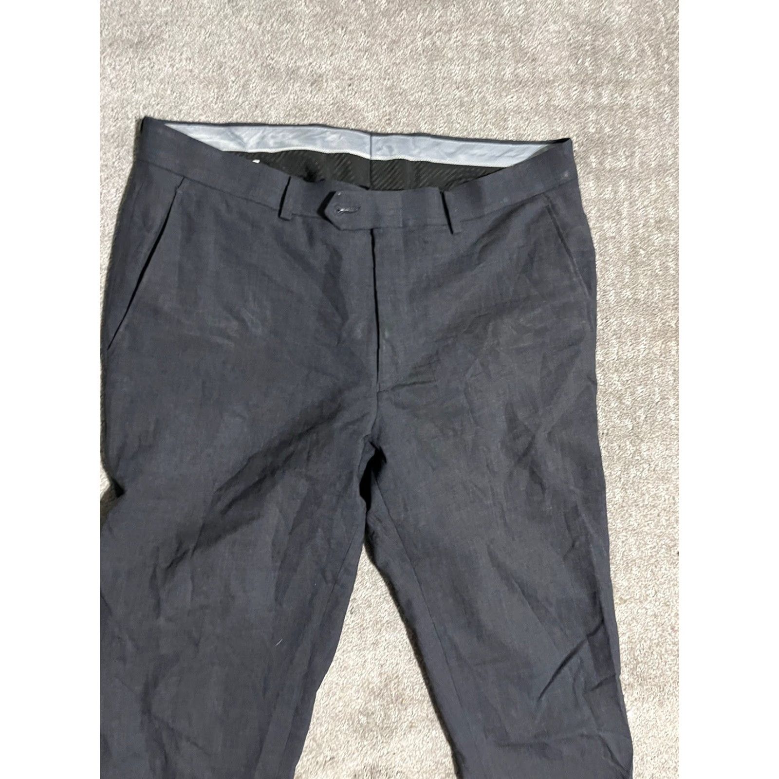 Bar III Bar III Mens Slim Fit Solid Stretch Suit Pants Gray Flat Front 34x30 Size 34R - 2 Thumbnail
