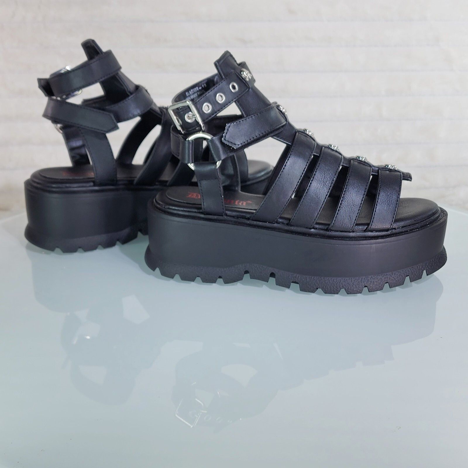 Other Slacker 2" Platform Gothic Sandals with Skull & Cross-Bone S Size US 12 / IT 42 - 4 Thumbnail