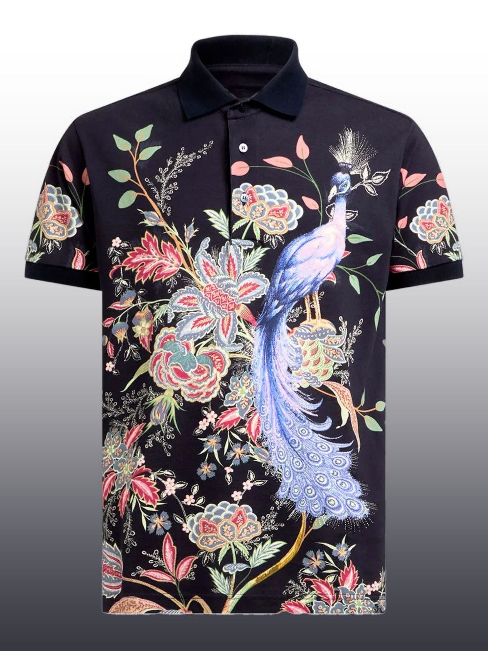 Other Flowers & Peacock Polo Shirt – Bold Graphic Print Size US M / EU 48-50 / 2 - 1 Thumbnail