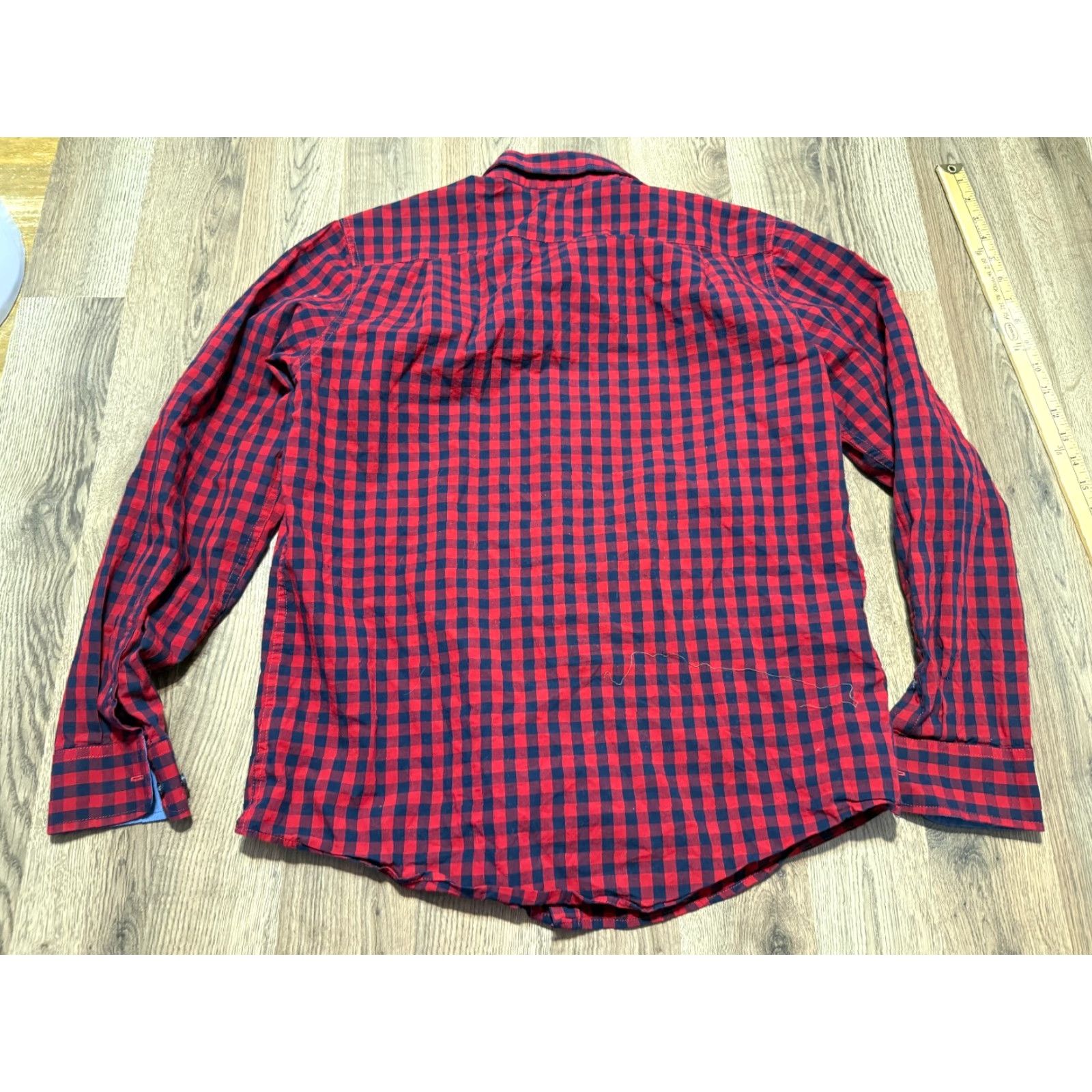 George George Shirt Men’s Medium Red Black Long Sleeve Button Up Shirt Classic Fit Size US M / EU 48-50 / 2 - 2 Thumbnail