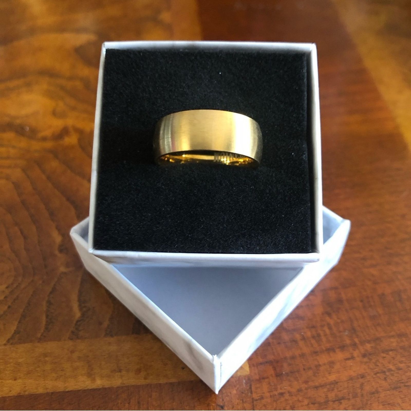 Jewelry Men’s matte frosted titanium steel gold band NWT 11 Size ONE SIZE - 2 Thumbnail