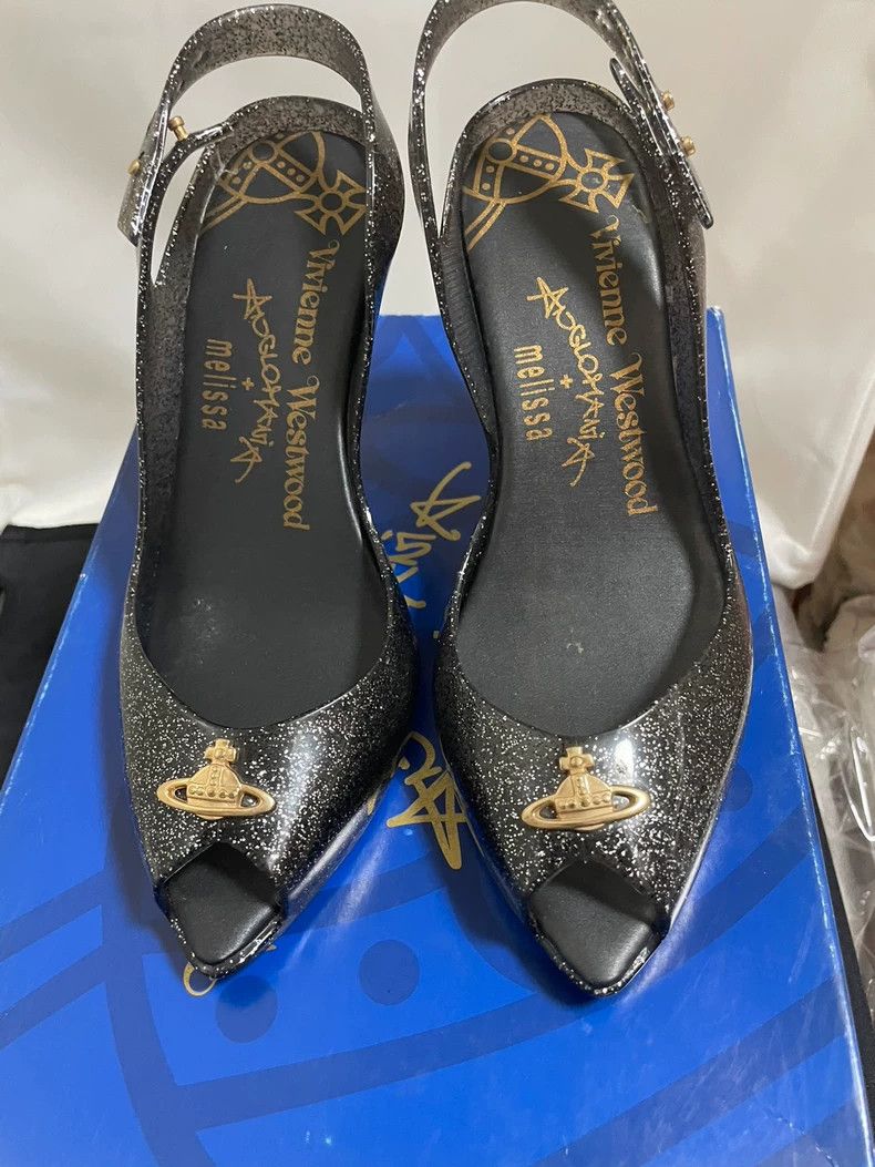Vivienne Westwood Vivienne Westwood Black shiny Saturn Orb Fish Mouth heels Size US 5 / IT 35 - 1 Thumbnail