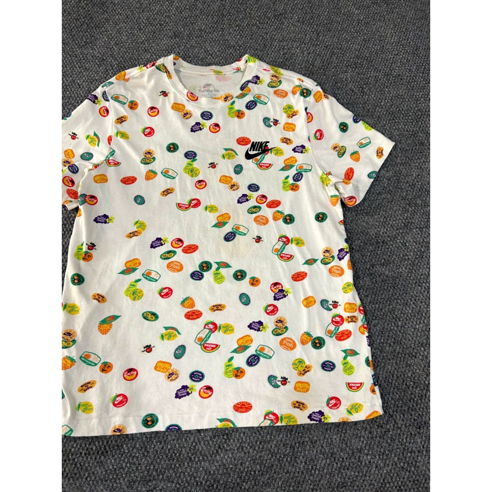 Nike Nike shirt Mens Large White graphic tee all over print retro sports Dri-FIT logo short sleeve crew neck cotton Size US L / EU 52-54 / 3 - 2 Thumbnail