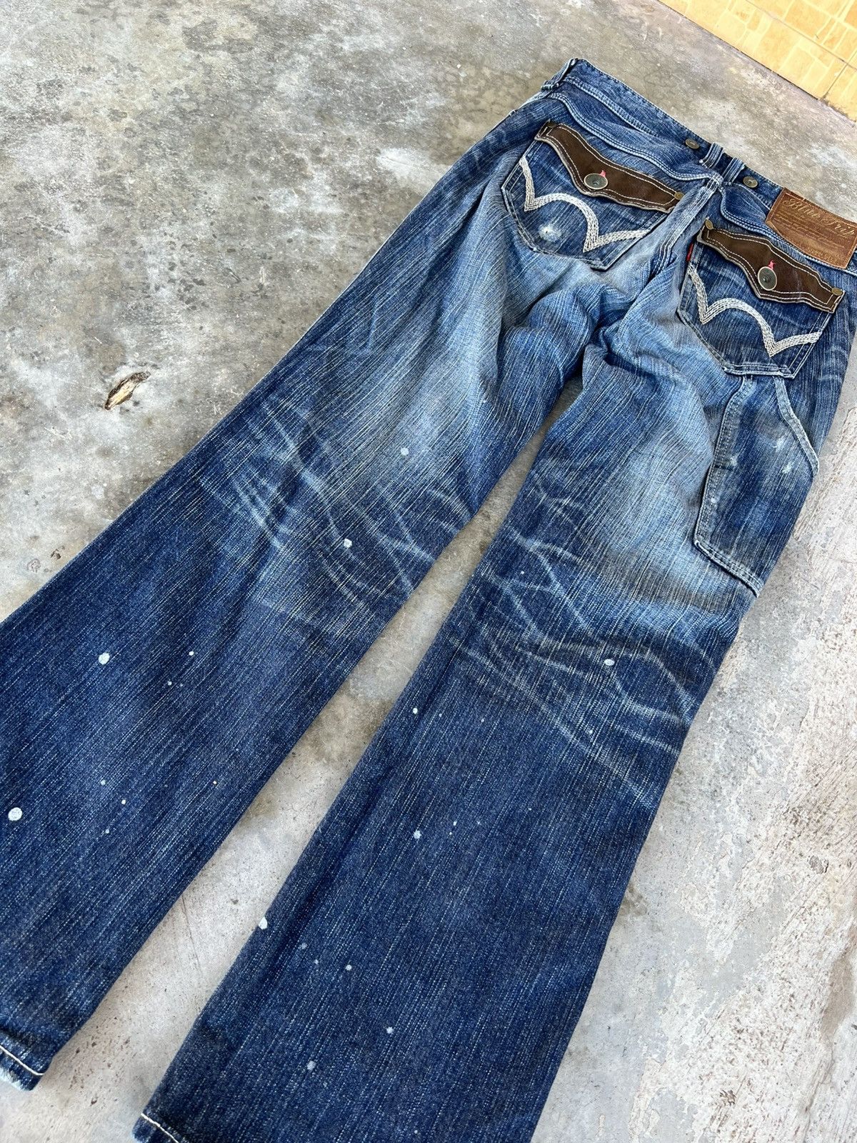 Edwin Vintage Flare Edwin 503 Blue Trip Distress Jean Size US 31 - 16 Thumbnail