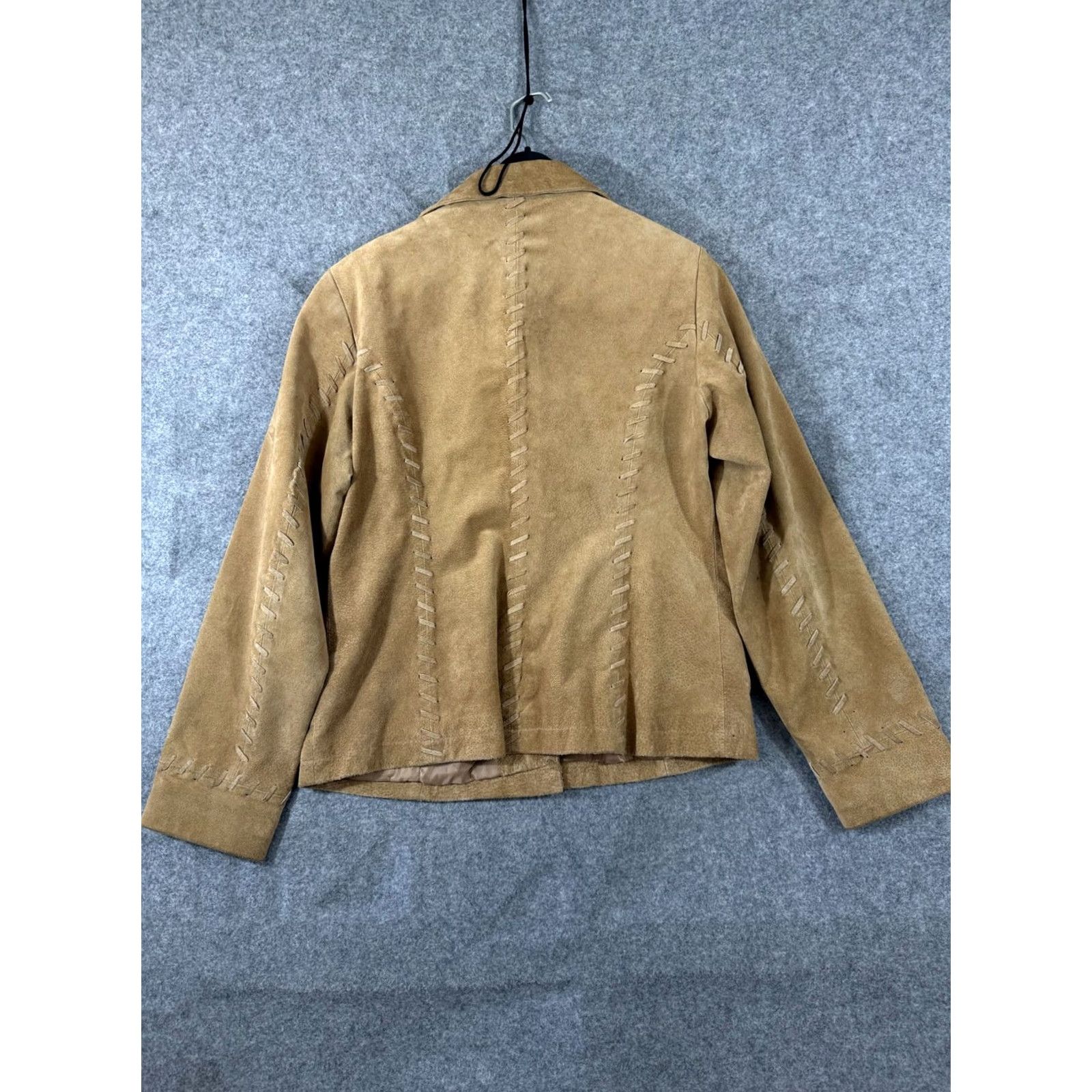 Vintage VINTAGE? No. Très Jolie Western Jacket Womens XL Beige Suede Leather Slim Fit Lined Boho Size XL / US 12-14 / IT 48-50 - 7 Thumbnail