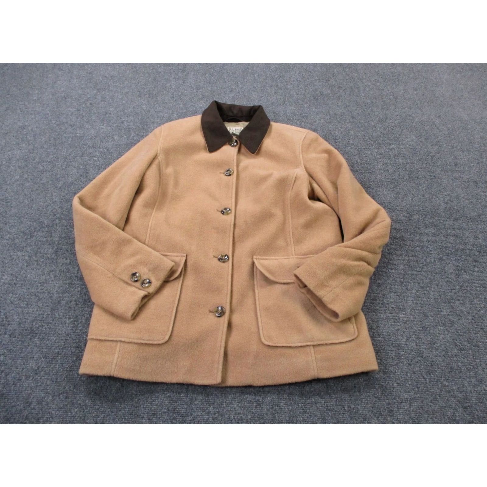Vintage L.L. Bean Jacket Womens Long Wool Beig e Outdoor Windbreaker Regular Petite PM Chore Coat Size M / US 6-8 / IT 42-44 - 2 Thumbnail