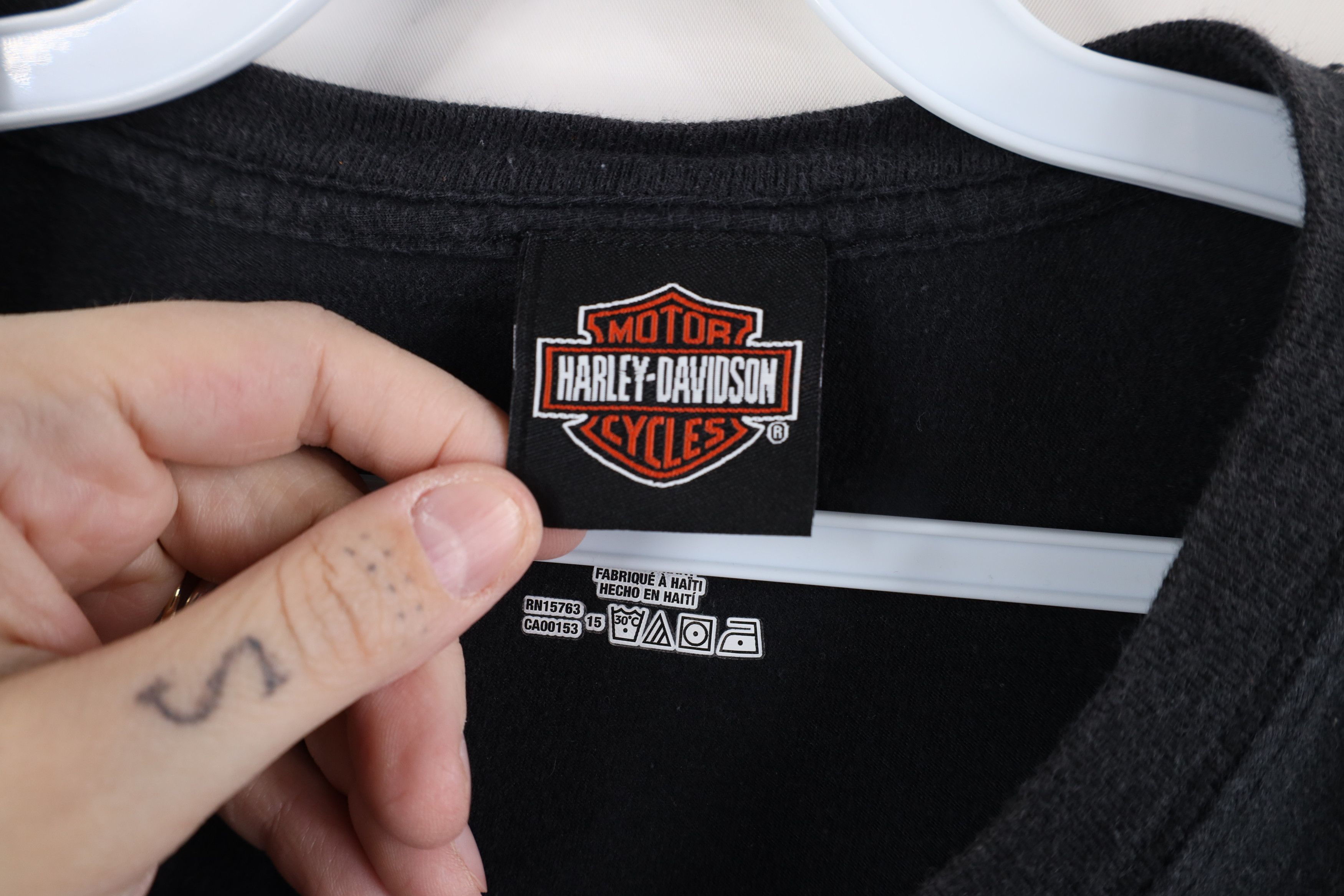 Harley Davidson × Vintage Vintage Harley Davidson Spell Out Eagle Pocket T-Shirt Black Size US XXL / EU 58 / 5 - 9 Thumbnail