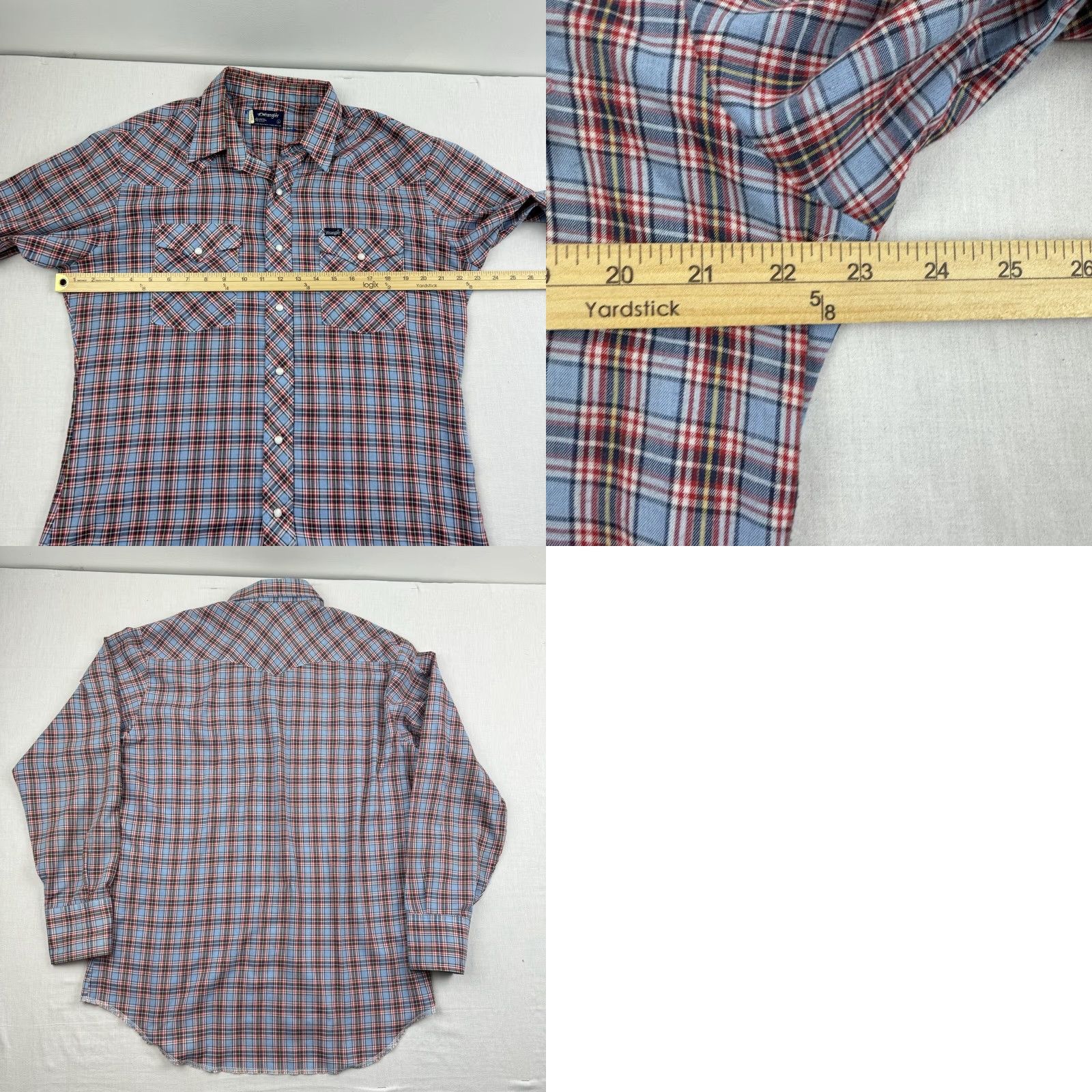 Wrangler VINTAGE Wrangler Western Button Up Shirt Adult Large Plaid Cowboys Pearl Snap 90s Mens Size US L / EU 52-54 / 3 - 8 Thumbnail