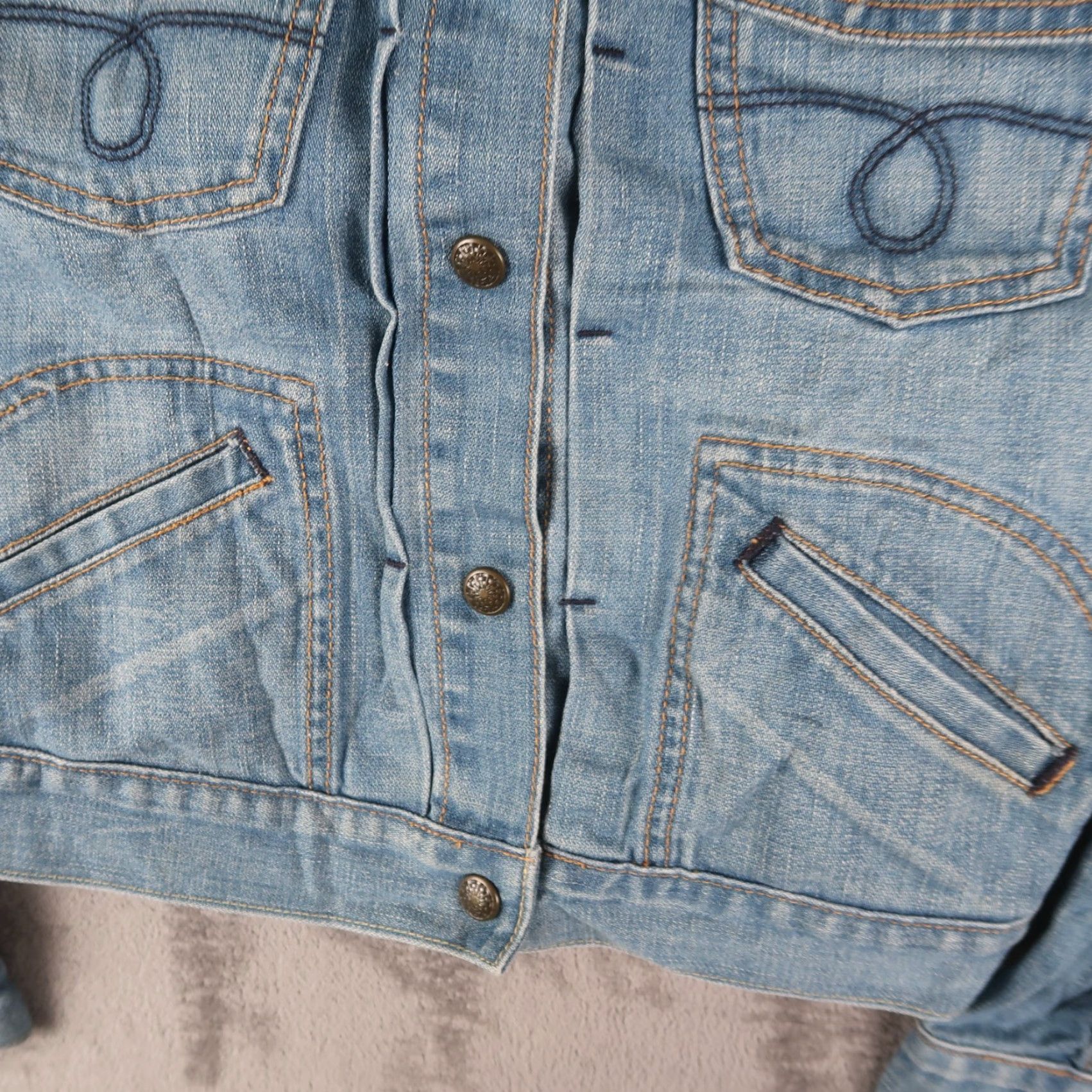 Lucky Brand VINTAGE Lucky Brand Denim Jacket Trucker Pleated Button - Womens - Size M - Blue - Regular Fit Size M / US 6-8 / IT 42-44 - 5 Thumbnail