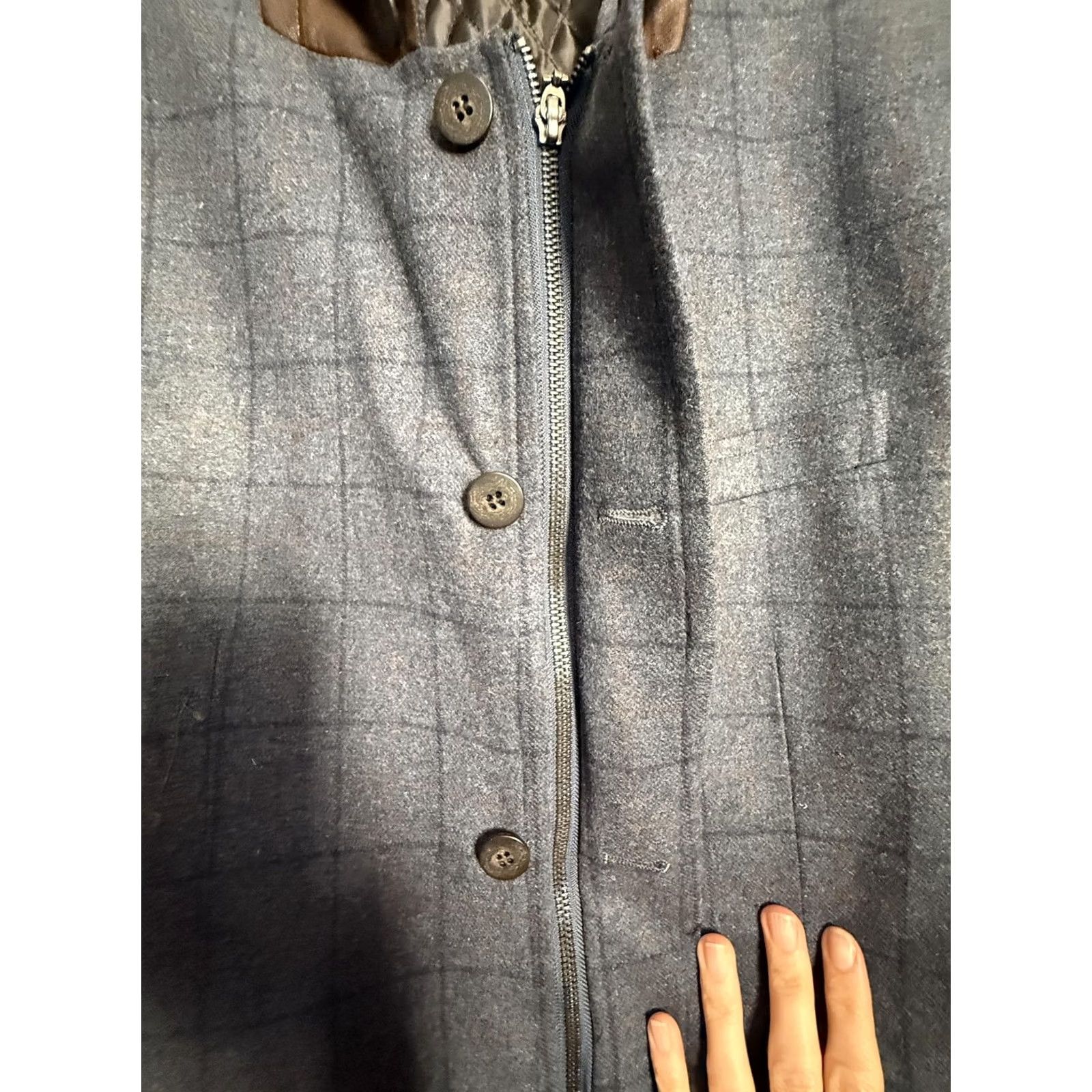 Vintage Enzo Tovare Blazer Sport Coat Mens 40 Blue Wool Check Tweed Stand Collar Jacket Size 40R - 4 Thumbnail