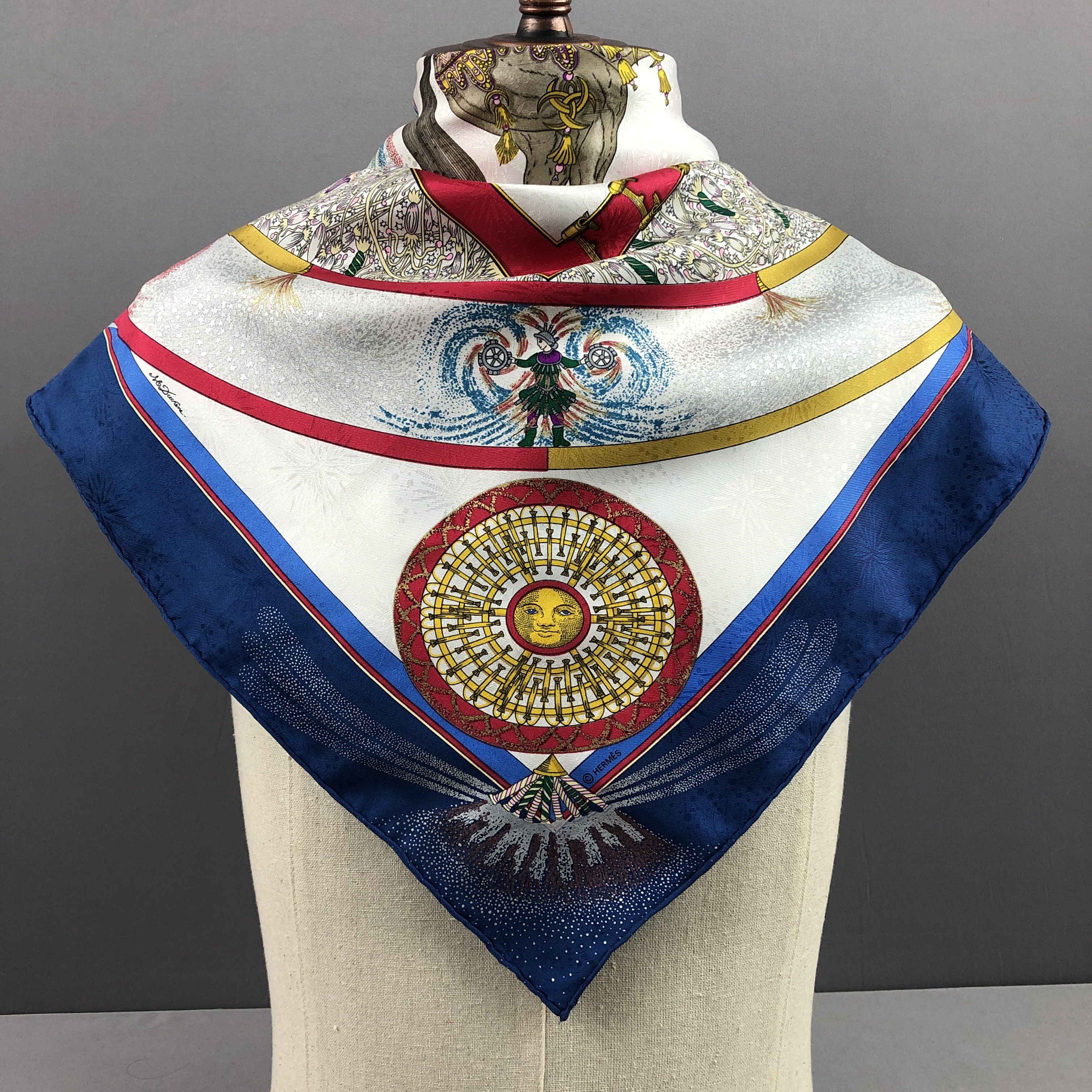 Hermes × Vintage Vintage Hermes Paris SILK Scarf Feux D'Artifice Stole Wraps Size ONE SIZE - 2 Thumbnail