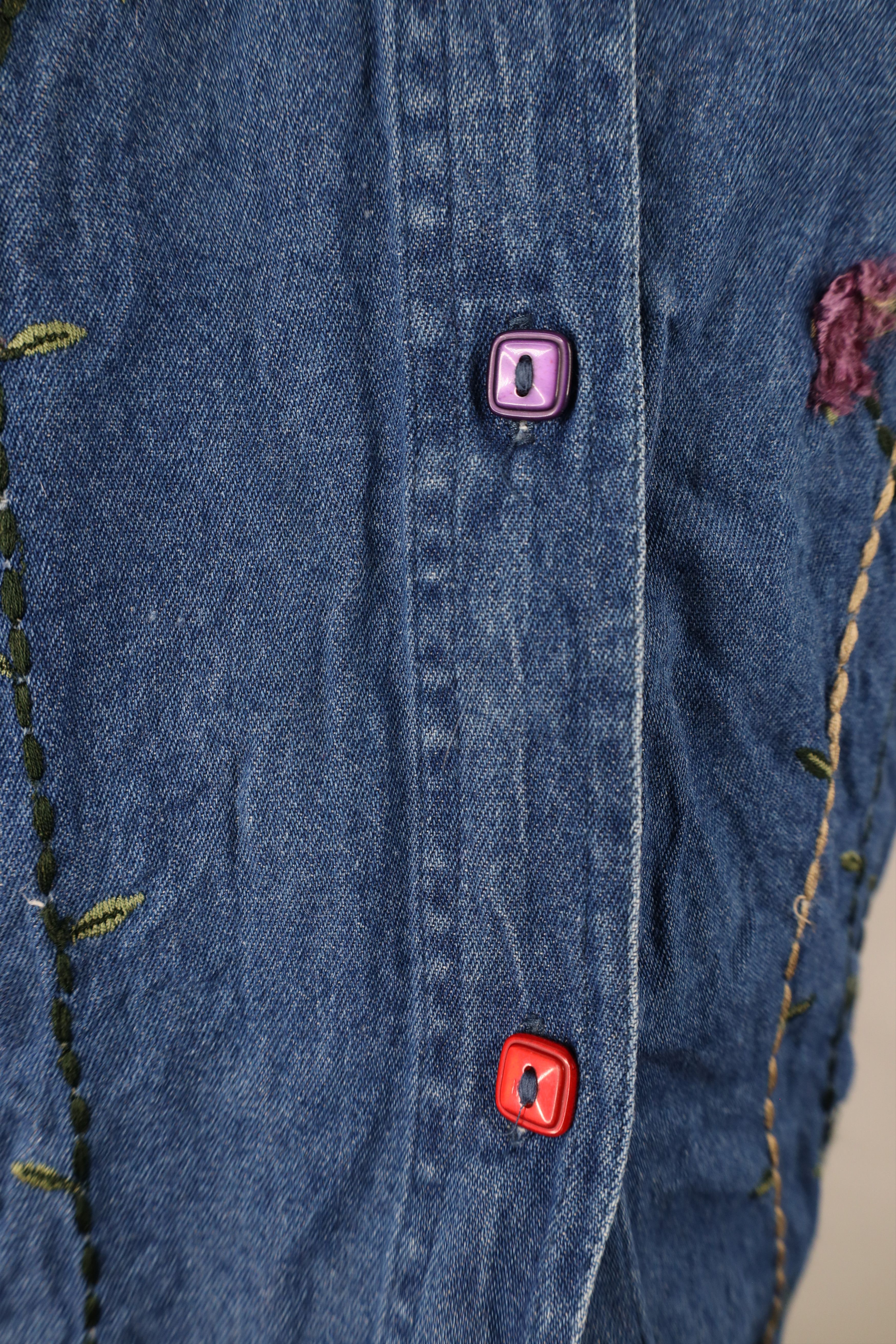 Vintage Vintage 90s Streetwear Flower Denim Jean Button Shirt Size XL / US 12-14 / IT 48-50 - 5 Thumbnail