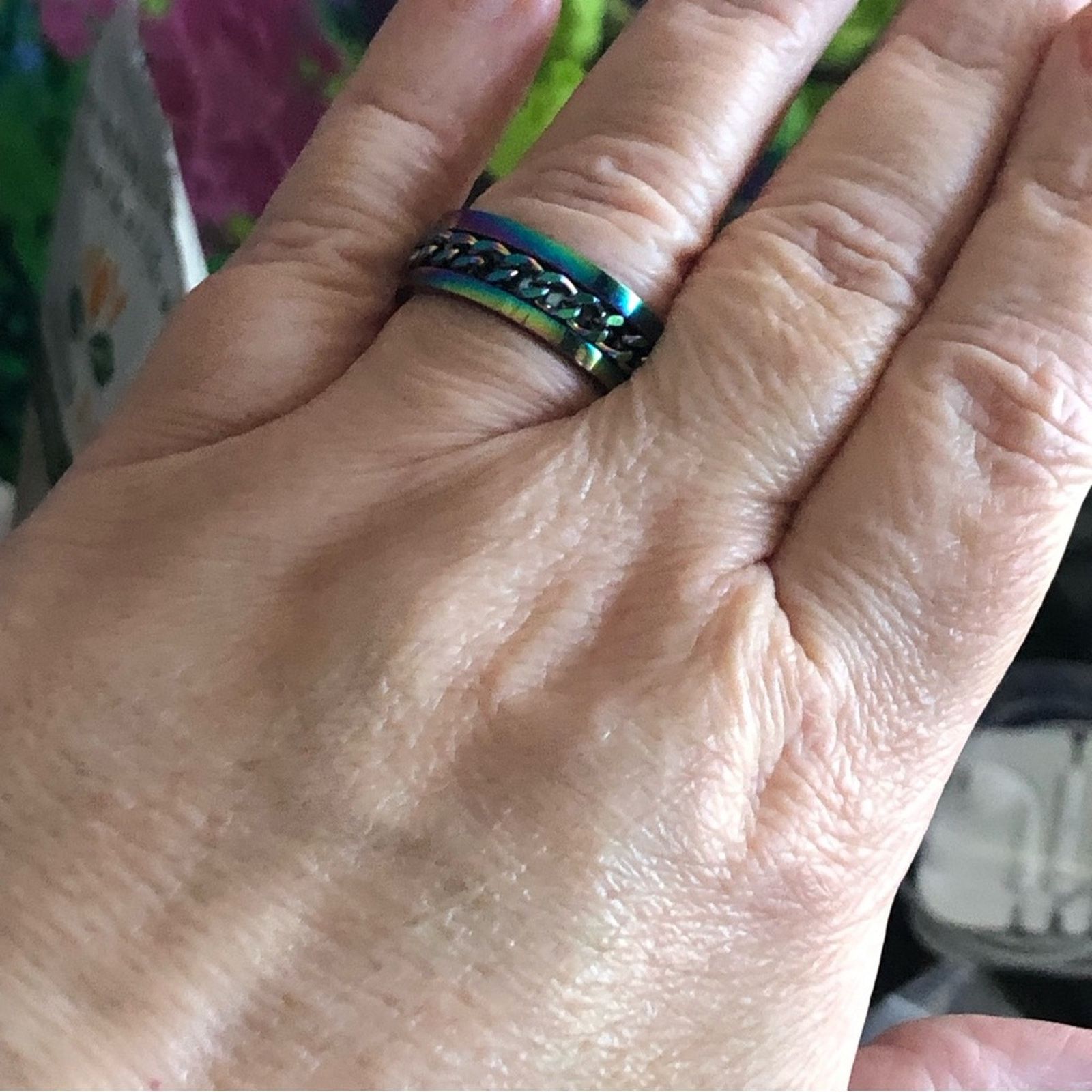 Jewelry Men’s rainbow titanium steel chain band ring NWT 9 Size ONE SIZE - 11 Thumbnail