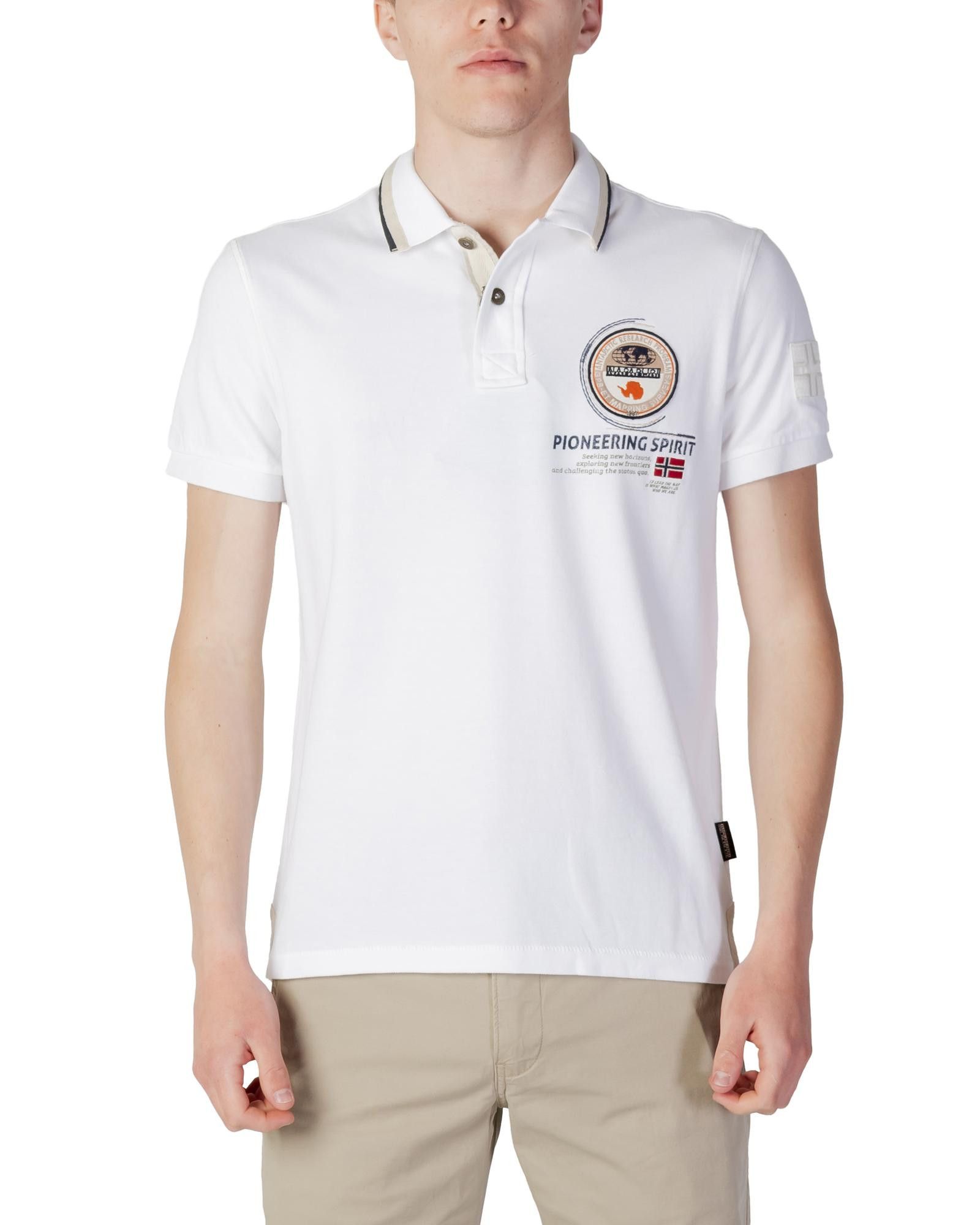 image of Napapijri Plain Polo With Short Sleeves And Button Fastening in White, Men's (Size Medium)