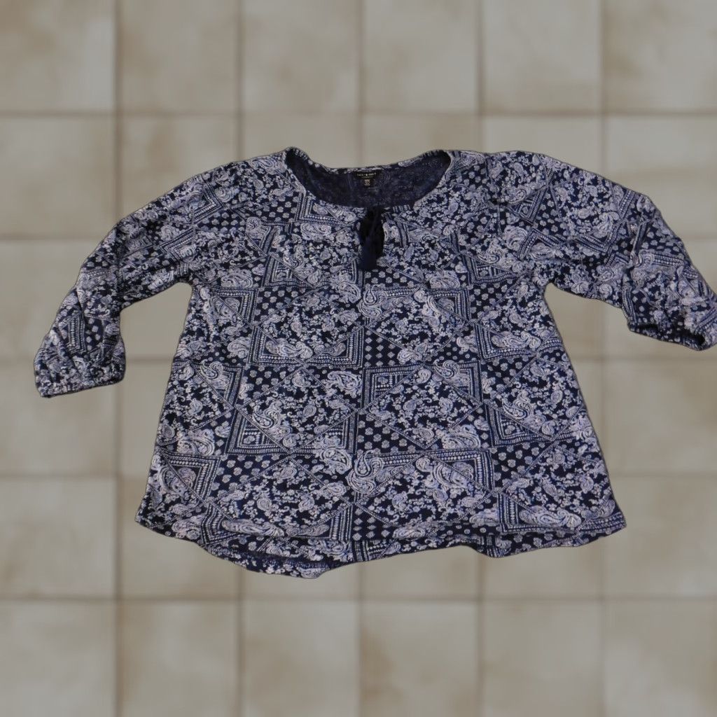 Lucky Brand Lucky Brand Blouse Womens M Blue Paisley Boho Peasant Top Shirt Casual Womens M Blue Paisley Peasant Top Size M / US 6-8 / IT 42-44 - 1 Thumbnail