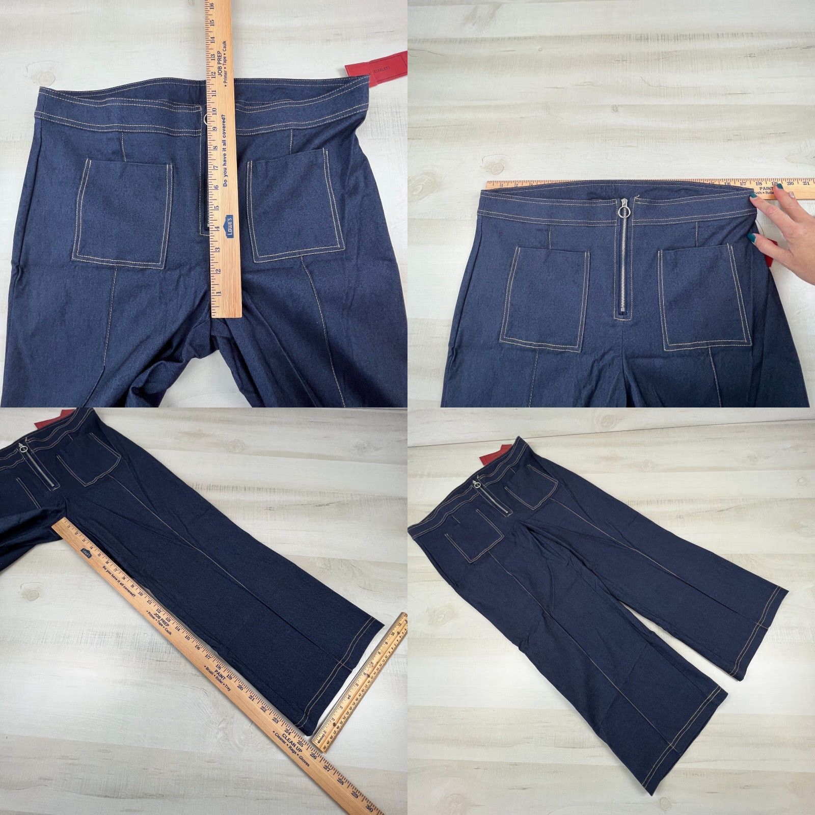Vintage Love Scarlett Womens Dark Blue Wide Leg Jeans 14 Medium Wash Cotton Blend New Size 36" / US 14 / IT 50 - 8 Thumbnail