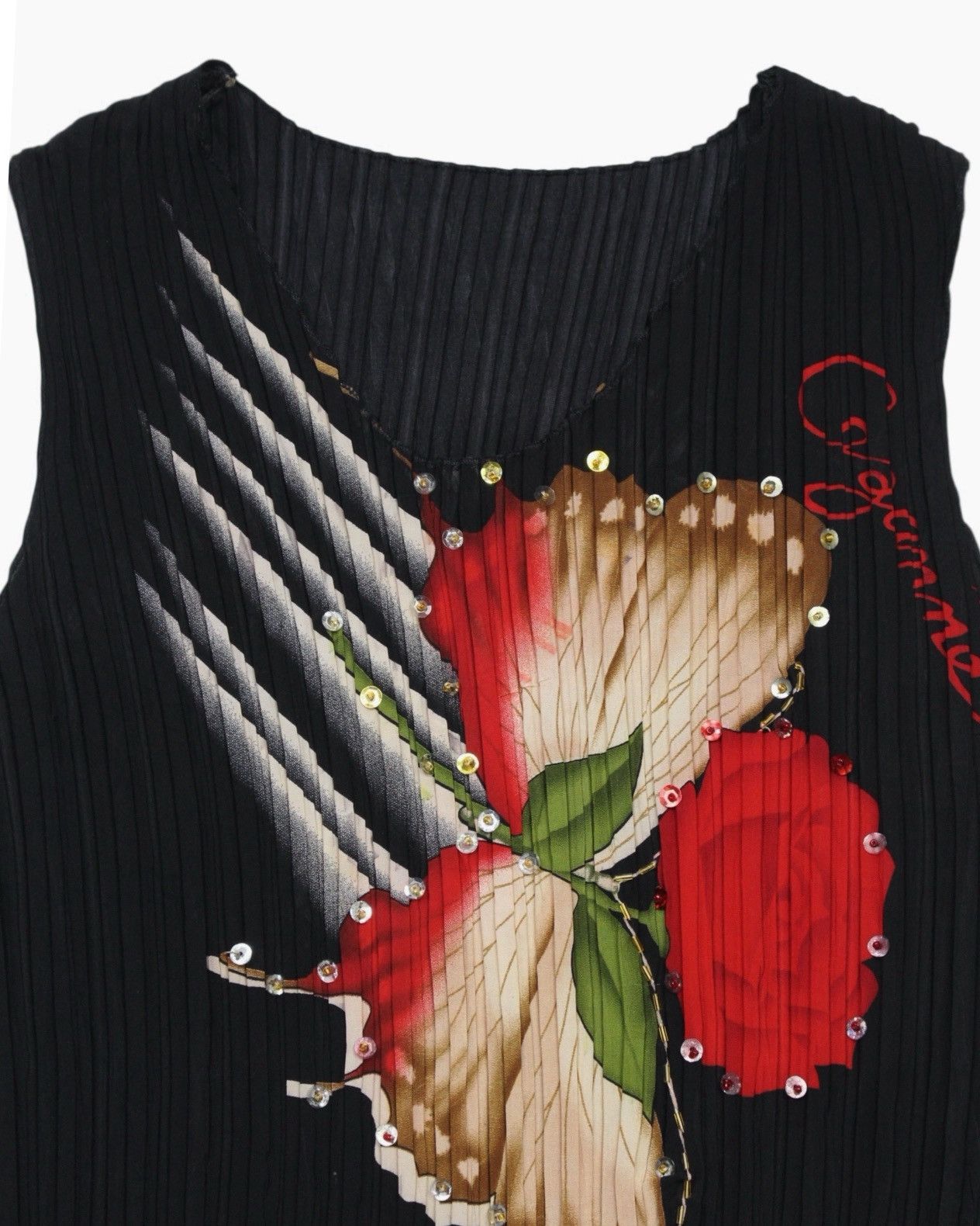 Japanese Brand 2000S JAPANESE MADE PLEATED BUTTERFLY FLORAL PRINT TANK TOP Size M / US 6-8 / IT 42-44 - 3 Thumbnail
