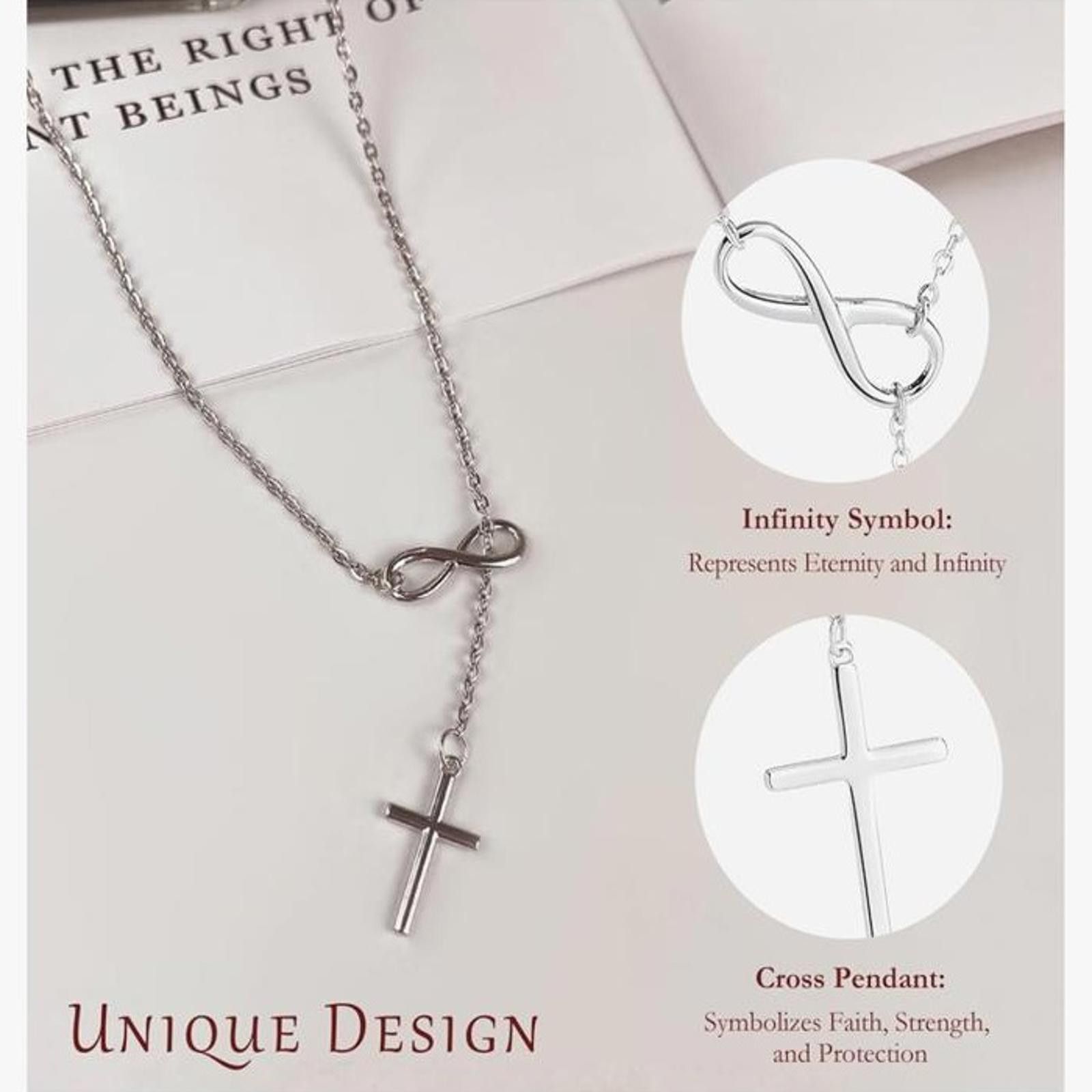 The Unbranded Brand Silver Toned Metal Cross Infinity Necklace Women's Jewelry Size ONE SIZE - 5 Thumbnail