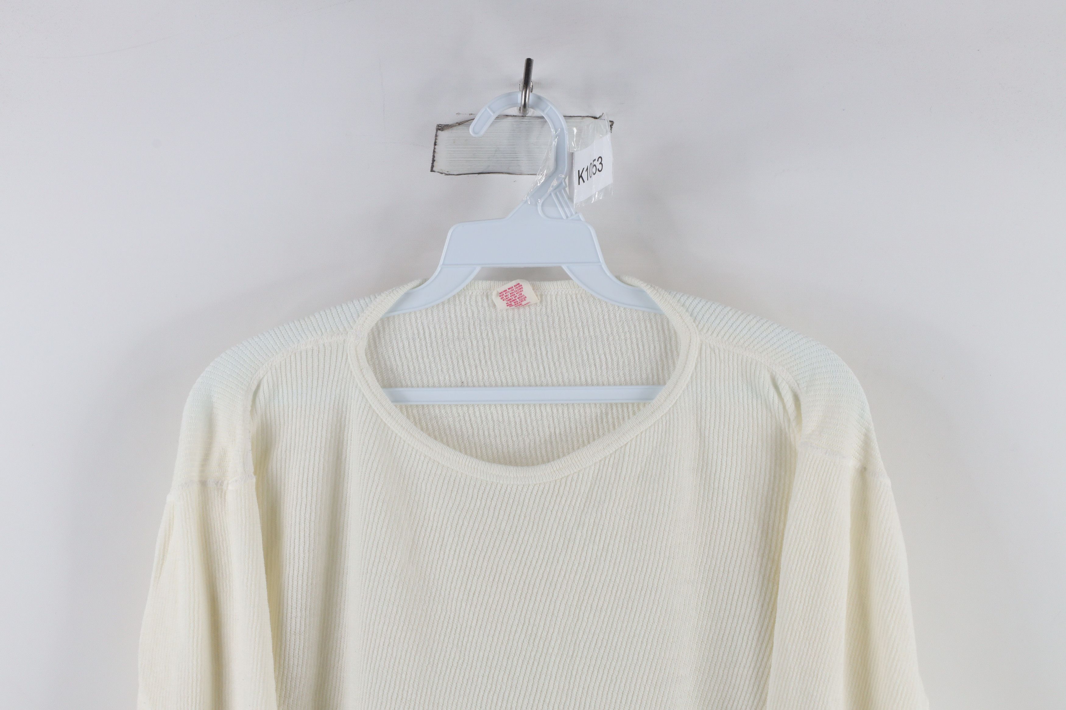 Vintage Vintage 70s Streetwear Thermal Waffle Knit T-Shirt Cream USA Size XL / US 12-14 / IT 48-50 - 2 Thumbnail
