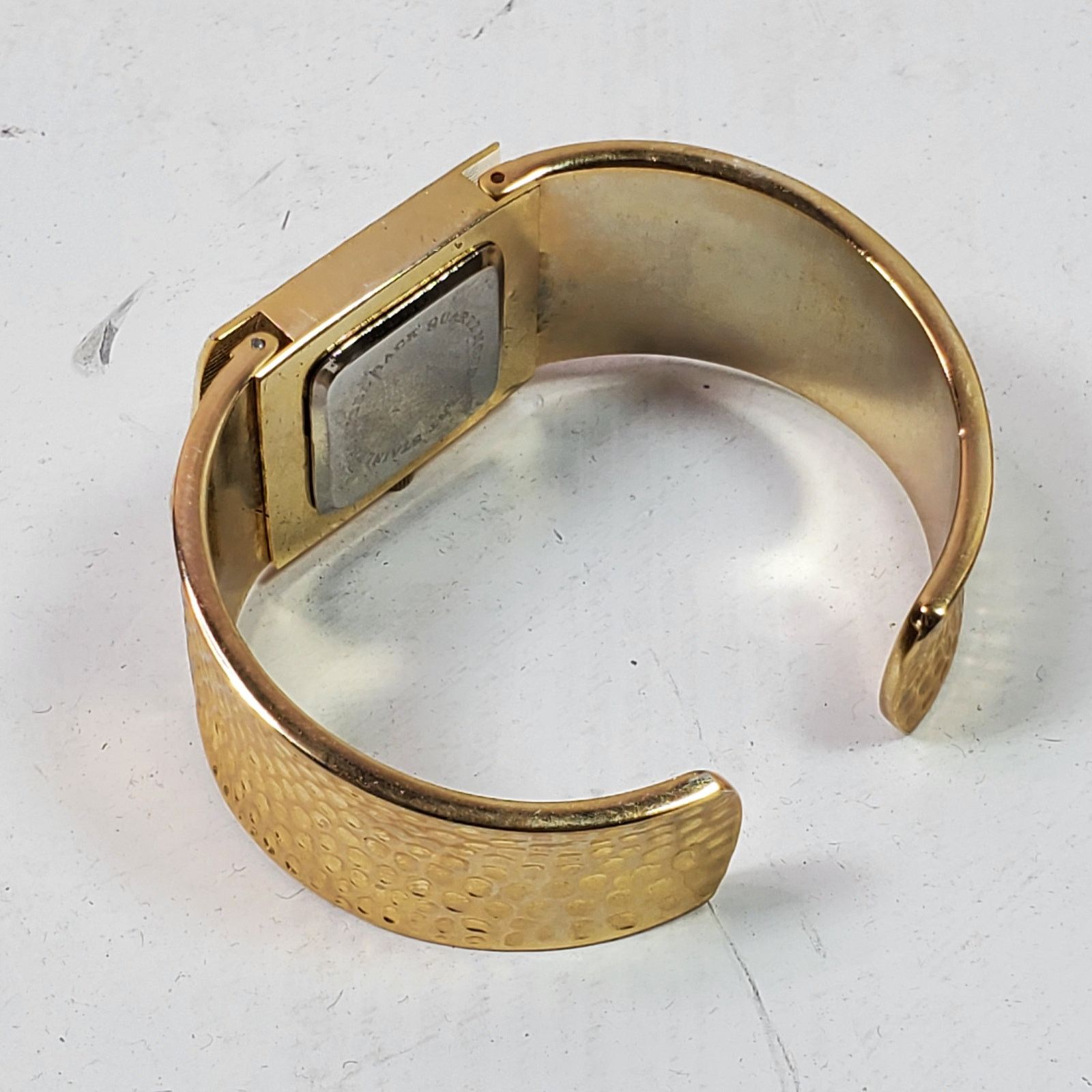 Geneva Geneva Hammered Metal Clamp Wristwatch Gold Tone Size ONE SIZE - 5 Thumbnail