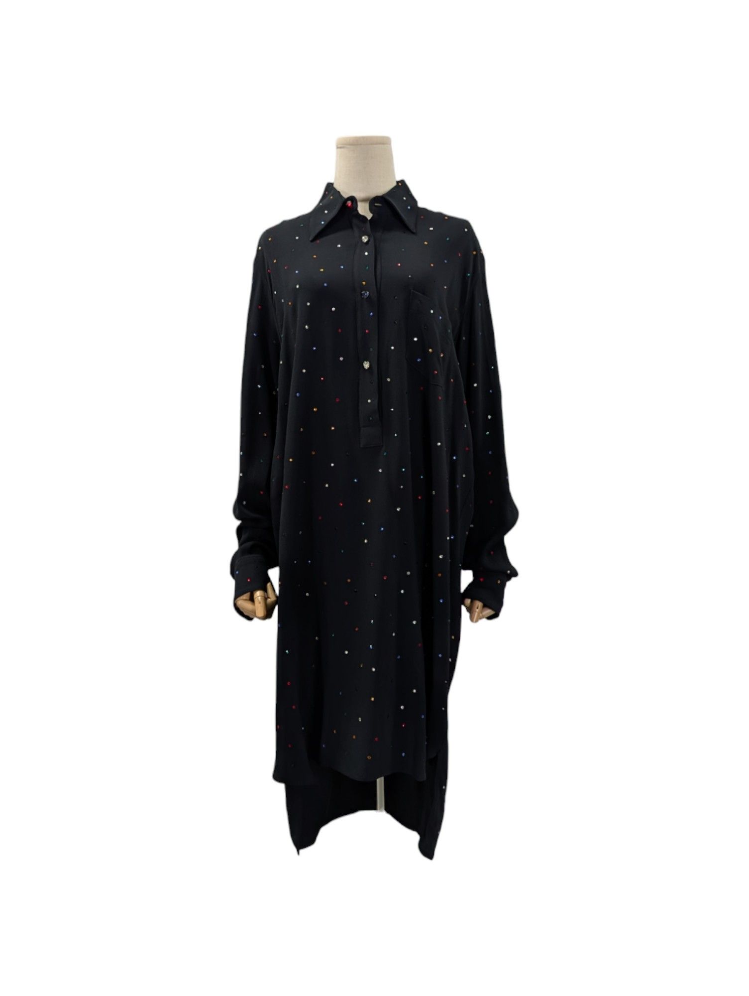 Christopher Kane Black Shirt Dress With Multi Color Crystal Embellishments Size M / US 6-8 / IT 42-44 - 1 Thumbnail