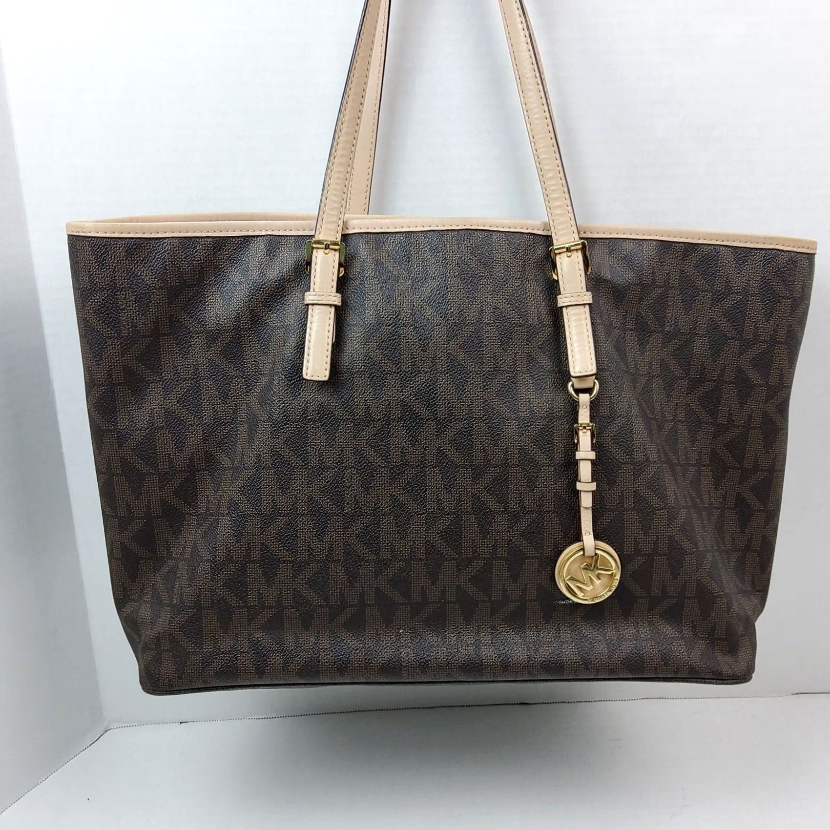 Michael Kors Michael Kors Jet Set Travel Large Tote Brown PVC Leather Lining Zip Bag Purse Women Size ONE SIZE - 3 Thumbnail