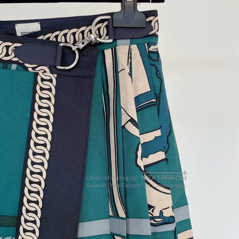 Hermes Green printed skirt