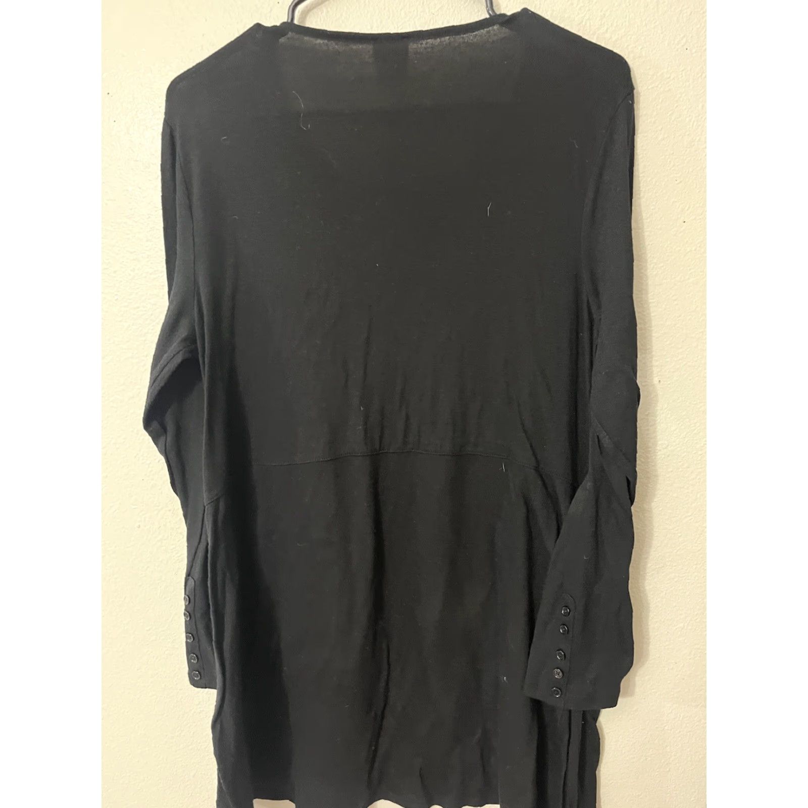 Vintage Chicos Sweater Shirt Womens 1 US Medium Black Knit Tunic Long Sleeve Polyester Blend Regular Size XS / US 0-2 / IT 36-38 - 2 Thumbnail