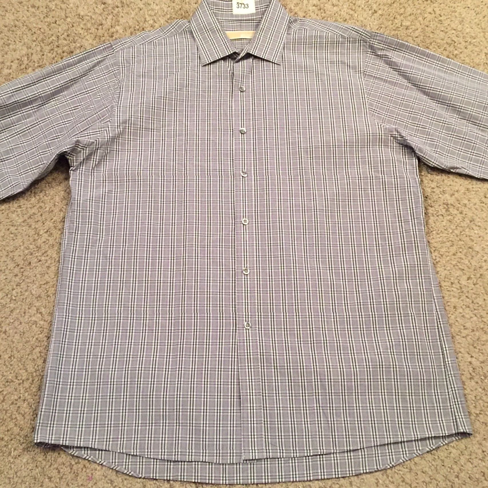 Michael Kors Michael Kors Button-Up Shirt Mens 16.5 Gray Pink Plaid Long Sleeve Shirt Button-Front Mens Col Size US XL / EU 56 / 4 - 5 Thumbnail