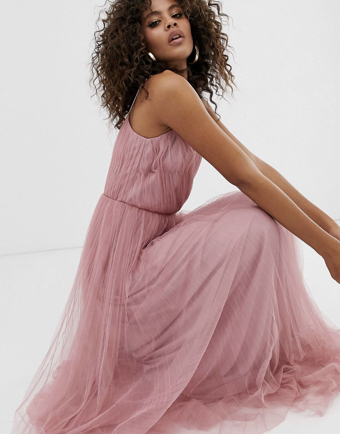Asos ASOS Bridesmaid dress cami pleated tulle maxi in rose US2 Size XS / US 0-2 / IT 36-38 - 2 Thumbnail