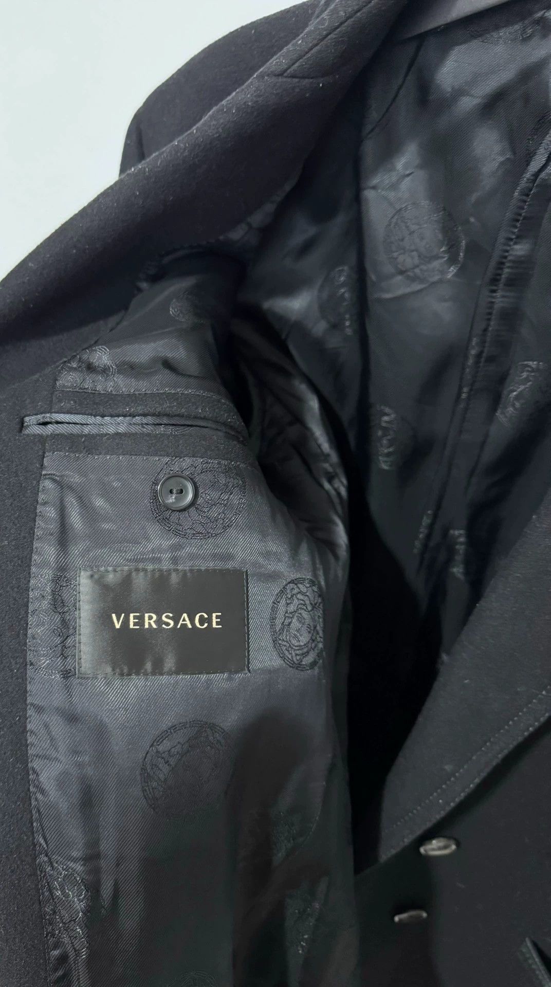 Versace Versace Wool Double-Breasted Coat w/ Leather Trim Medusa Size US S / EU 44-46 / 1 - 6 Thumbnail