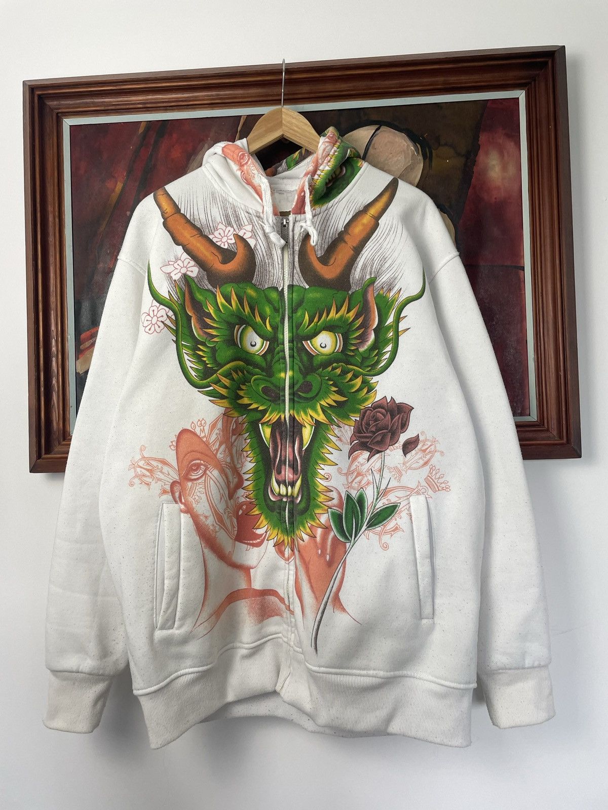 Vintage Drip Zip Hoodie Like Really Point Ed Hardy Audigier Dragon Size US XL / EU 56 / 4 - 2 Thumbnail