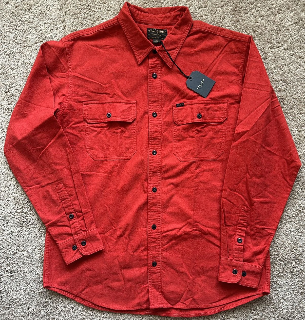 image of Filson Field Flannel Shirt Long in Red, Men's (Size 2XL)