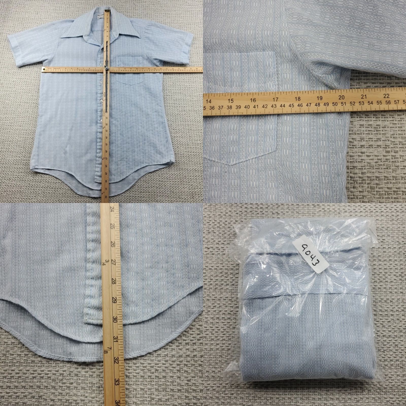Vintage VINTAGE Westvale Permanent Press Shirt Mens L 15.5 Short Sleeve Light Blue 70s Disco Menswear Shirt 60s 70s Retro Boys Girls? Size US L / EU 52-54 / 3 - 8 Thumbnail