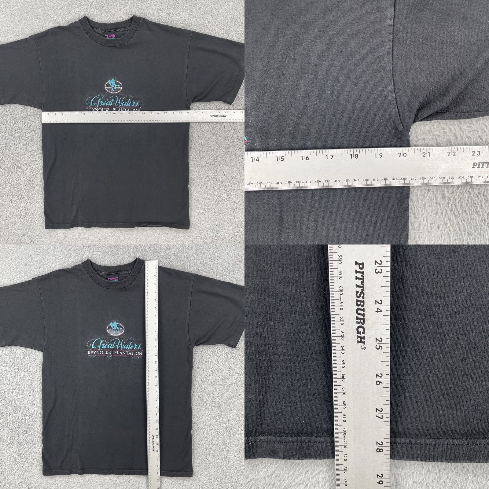 Greats VINTAGE Travau Shirt USA Made Embroidered Black 90s Crew Neck Short Sleeve Men L Size US L / EU 52-54 / 3 - 8 Thumbnail