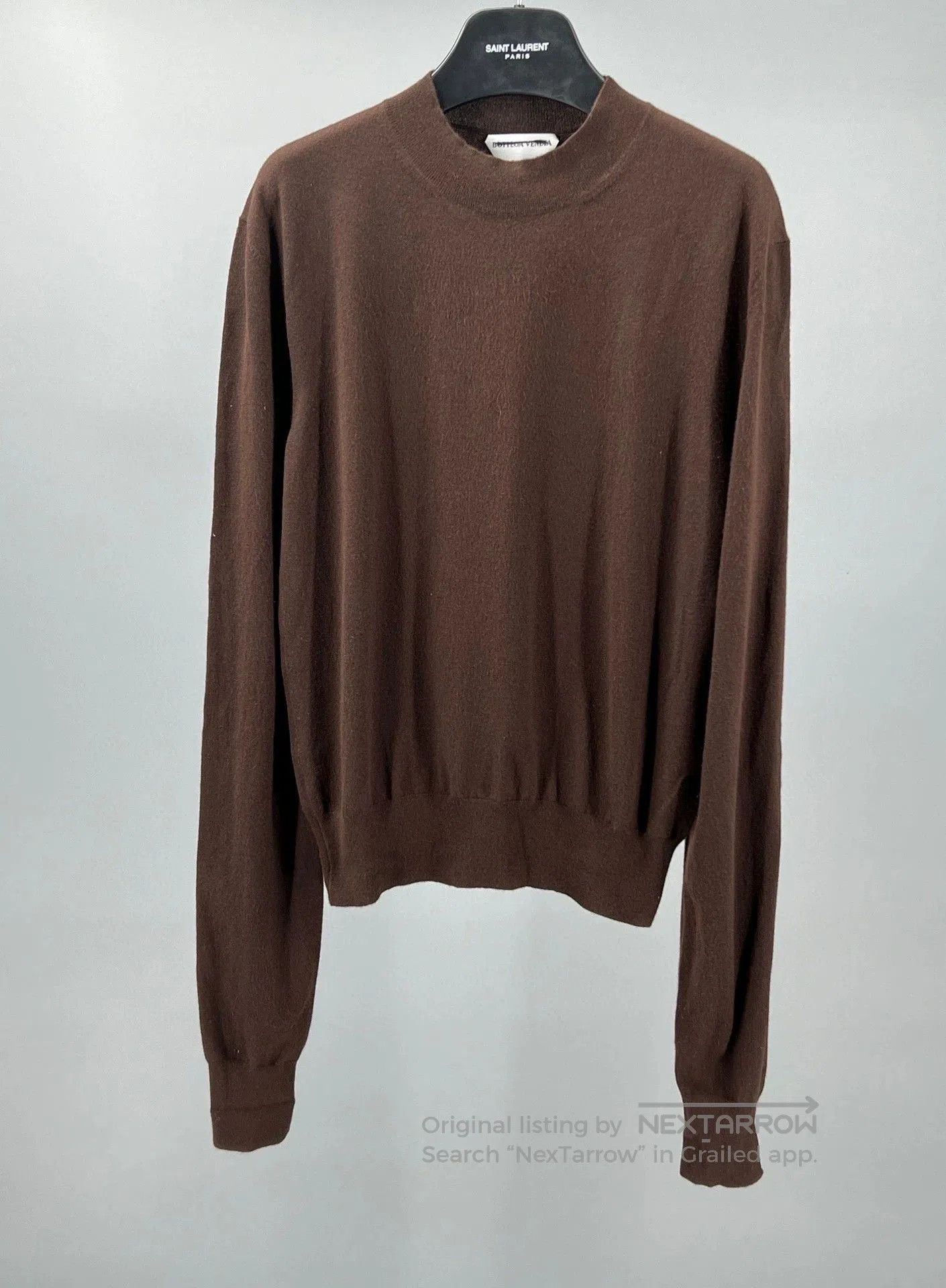 Bottega Veneta brown cashmere blend pullover sweater for men. Size US S / EU 44-46 / 1 - 1 Thumbnail