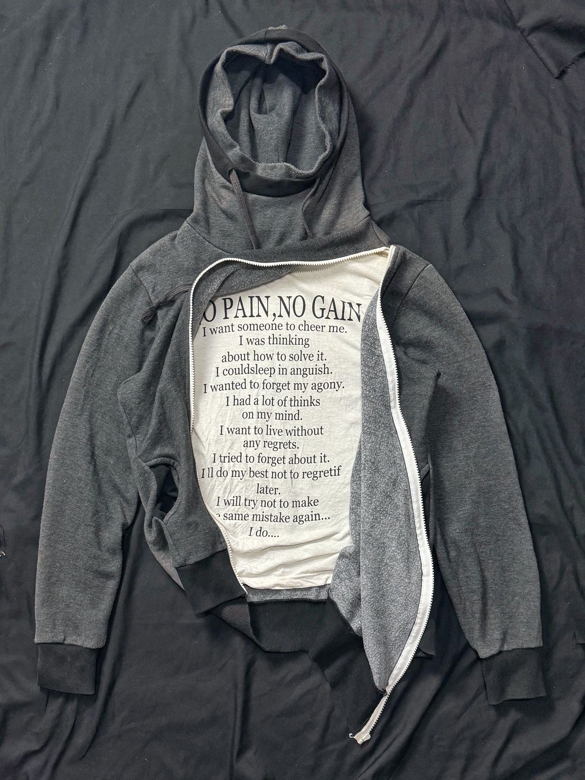 Layared LGB Style Aysmmetrical Zipper Hoodie Pumpkin Poem