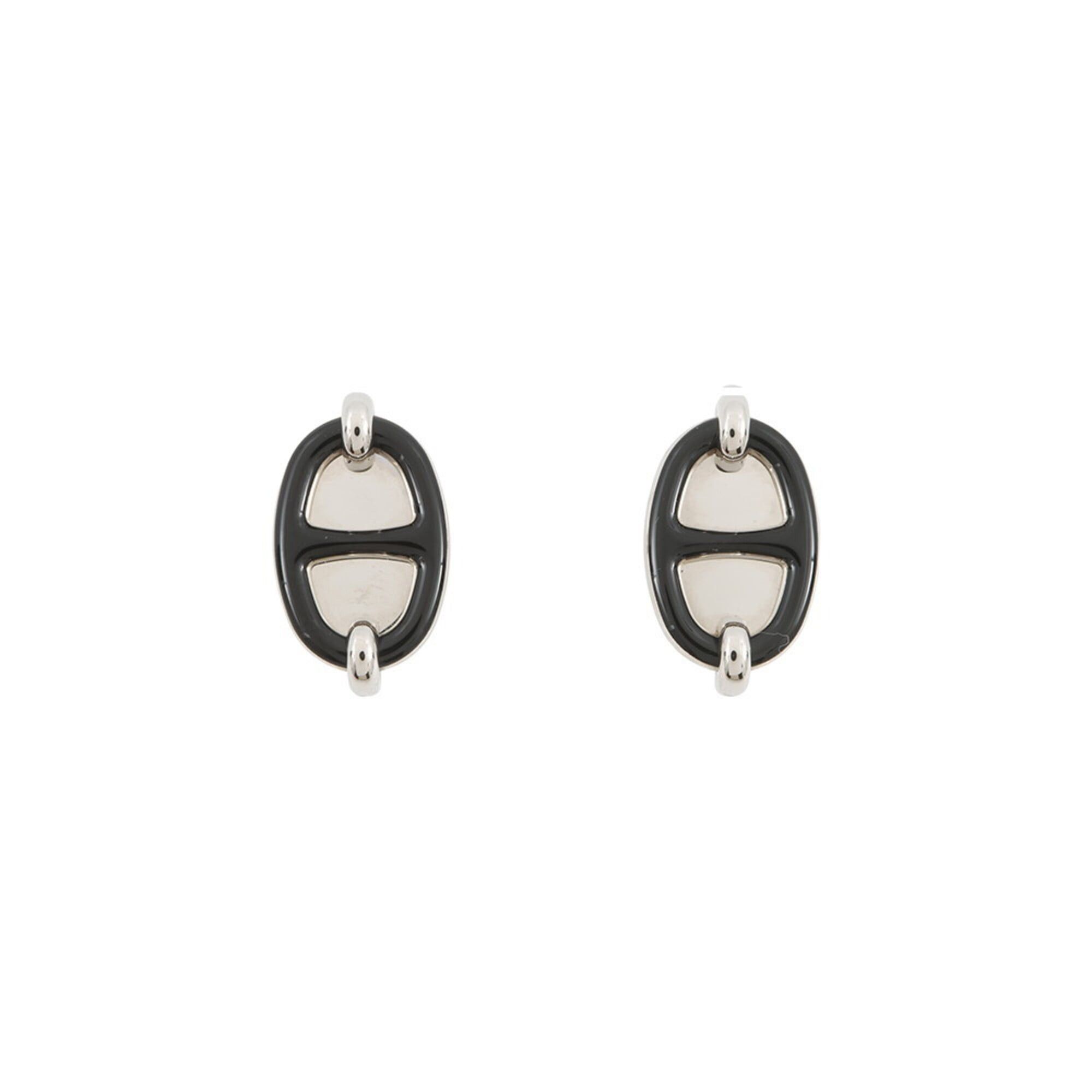 Hermes Hermes Mini Maillon Earrings, Black HERMES Earrings Size ONE SIZE - 1 Thumbnail
