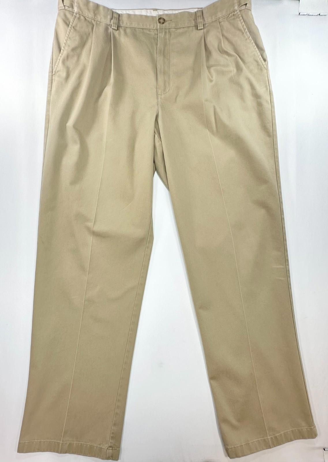 L.L. Bean LL Bean Pleated Comfort Waist Cotton Chinos Brown Mens 38/34 Size US 38 / EU 54 - 1 Thumbnail