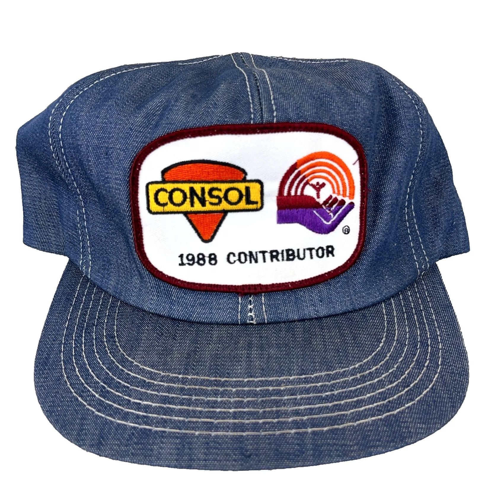 Vintage VINTAGE American Legend Trucker Hat Denim Made In USA Coal Mining 80s Patch United Way J Blue One Size Adjustable Snapback Mens Hat Size ONE SIZE - 2 Thumbnail