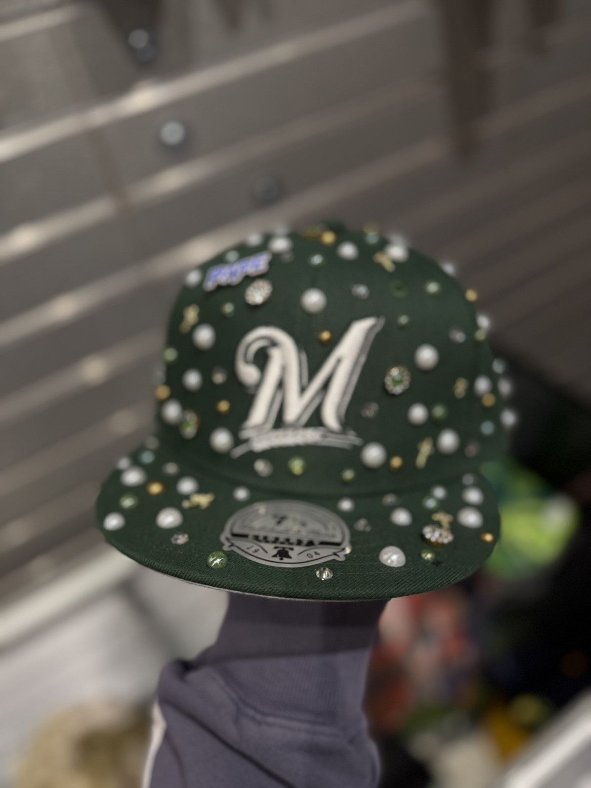 Other PAPE Fitted Hat Stone Crystal Brand New 7 1/8 Size ONE SIZE - 7 Thumbnail