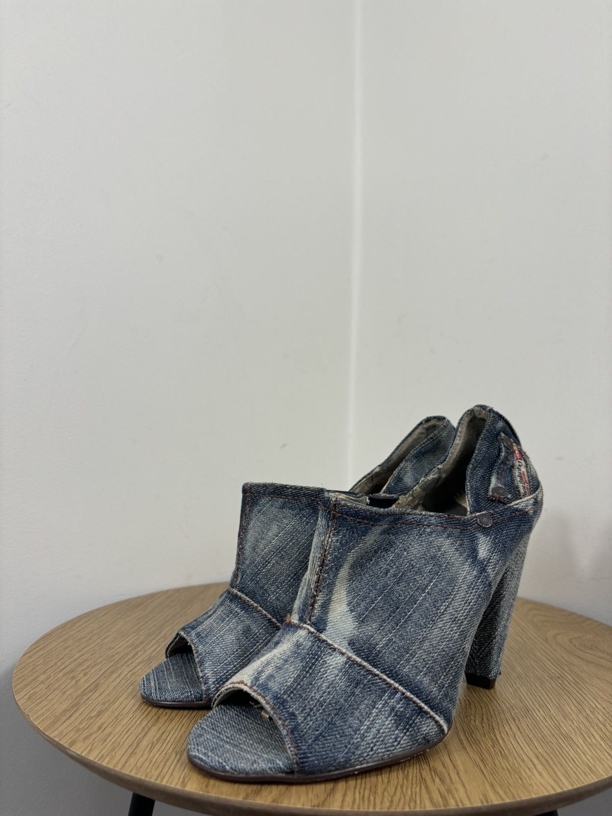 Diesel Vintage Diesel Y2K Denim Division Peep Toe Mules Heel Shoes Size US 7 / IT 37 - 12 Thumbnail