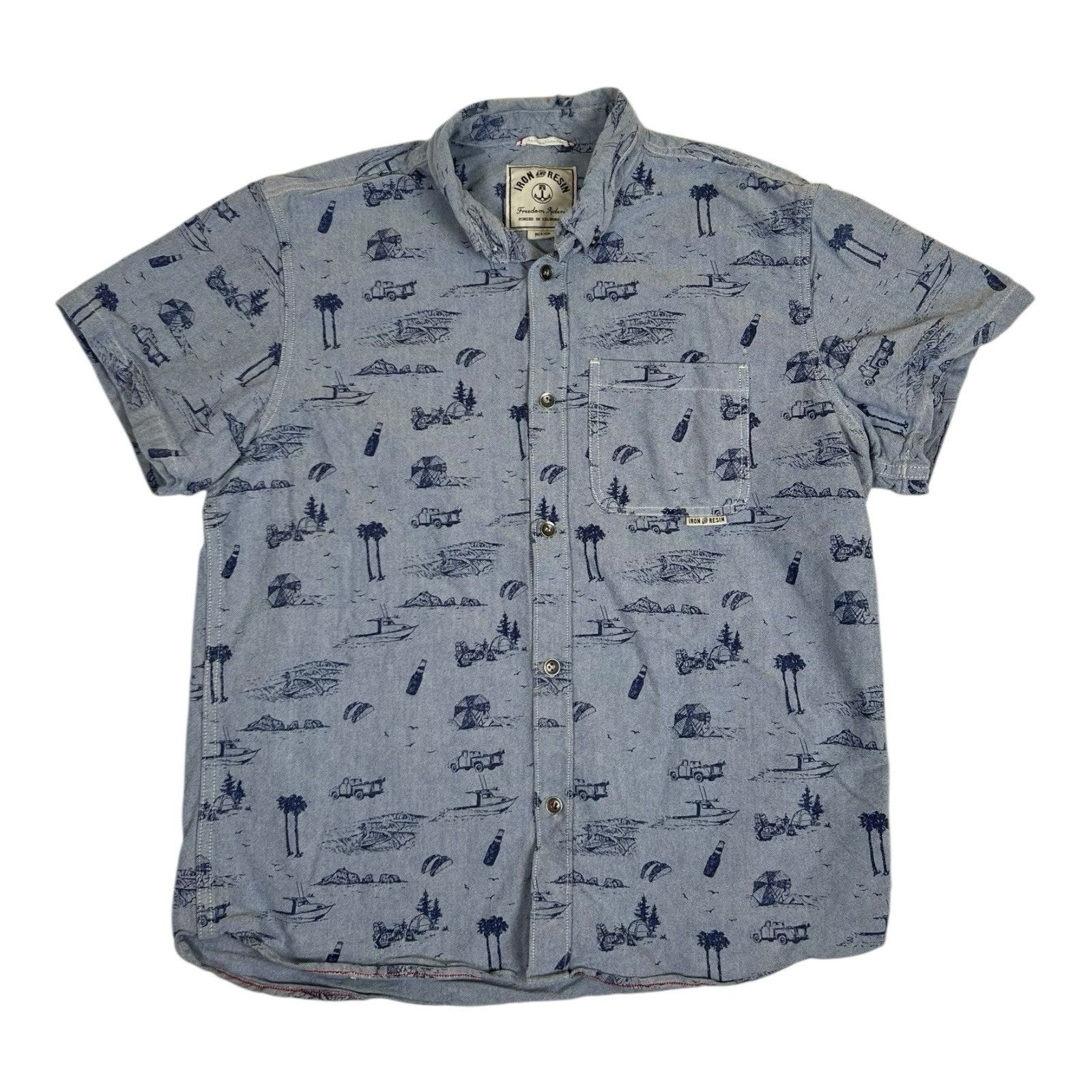 Other Iron And Resin Wave Pattern Hawaiian Shirt Medium Button Up Size US M / EU 48-50 / 2 - 1 Thumbnail