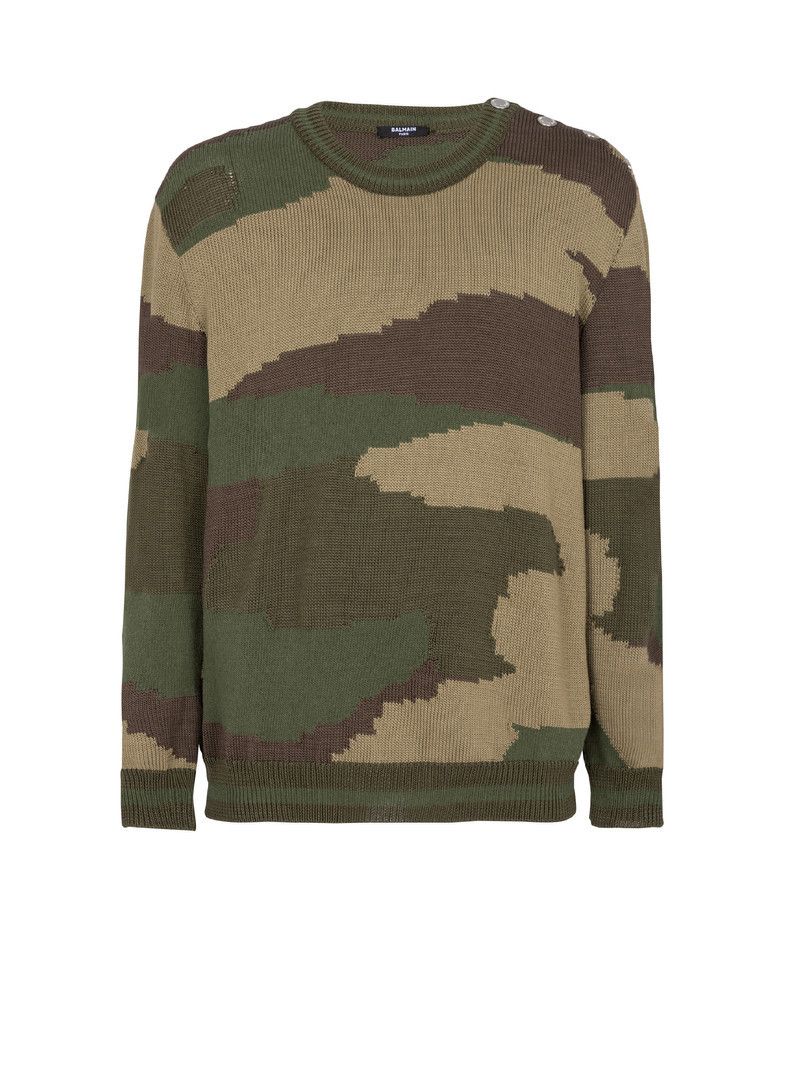 Balmain o1y0426 Crewneck Sweater in Military Green Size US S / EU 44-46 / 1 - 1 Thumbnail