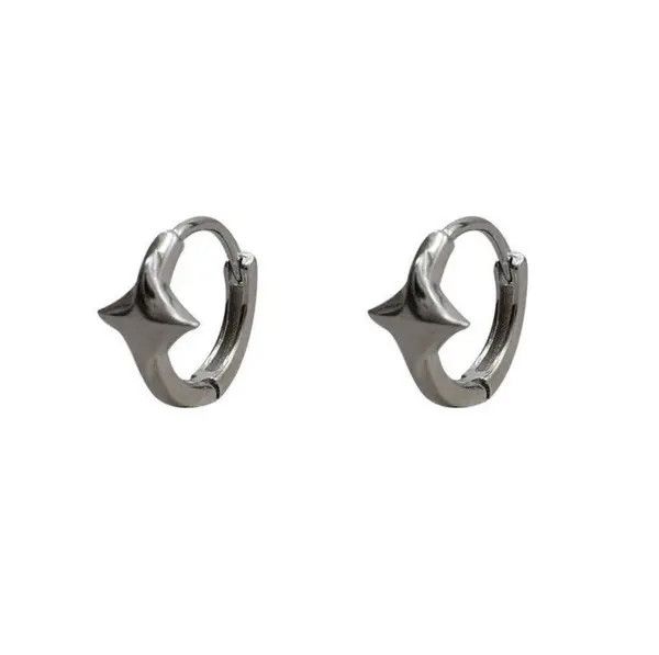 Jewelry Silver Color Star Hoops Earrings Size ONE SIZE - 6 Thumbnail