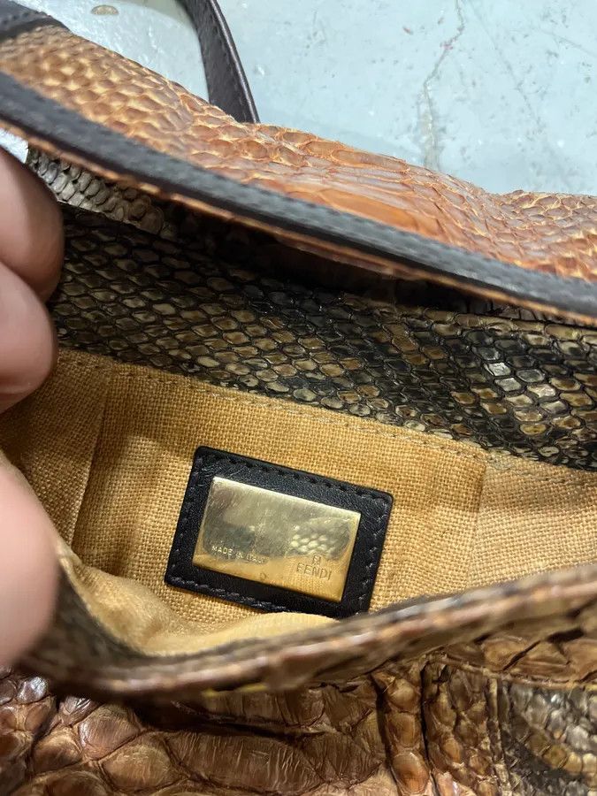 Fendi Fendi Brown Python Skin Leather Shoulder Bag Size ONE SIZE - 8 Thumbnail